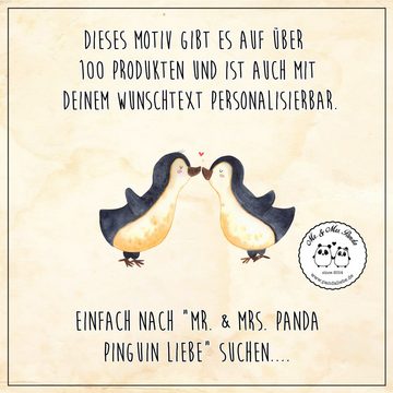 Mr. & Mrs. Panda Tragetasche Pinguin Liebe - Braun Pastell - Geschenk, Heiratsantrag, Love, Stoffb (1-tlg), Cross Stitching Griffe