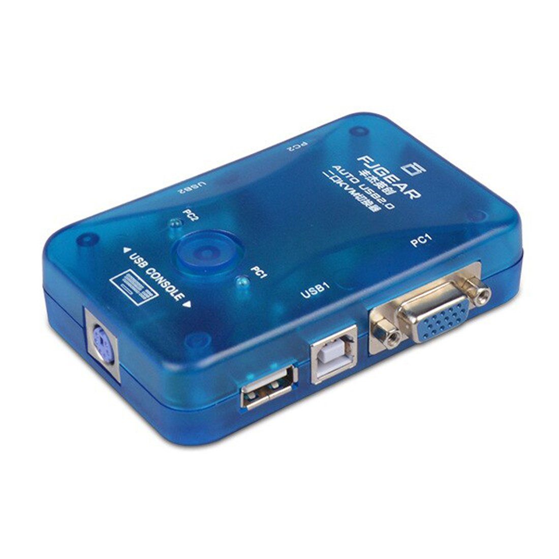 Bolwins VGA-Switch D44C KVM Switch Box USB 2.0 VGA PS2 für 2 PC Tastatur Maus Monitor