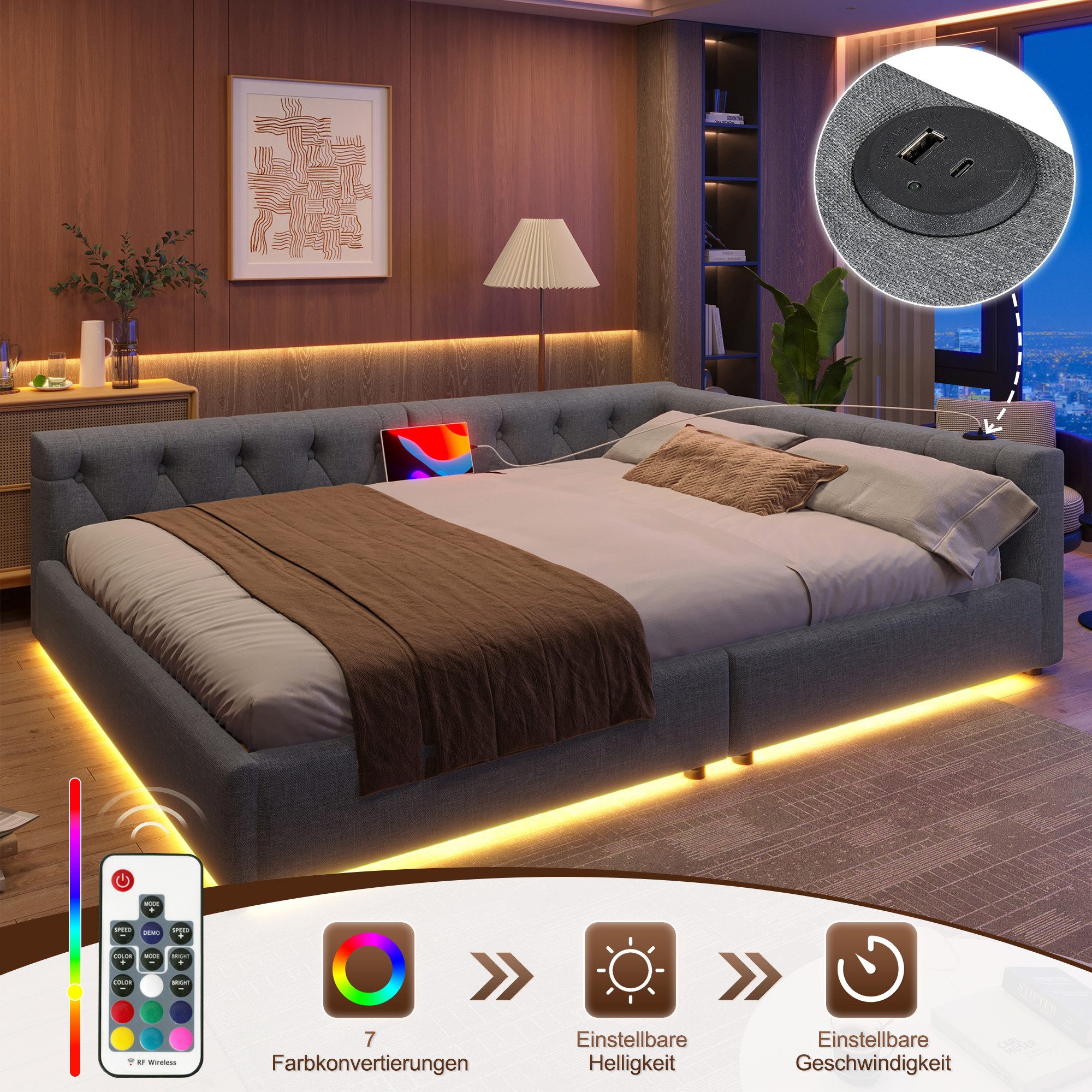 STILVORA Schlafsofa 140x200 mit LED-Licht,Tagesbett Daybett günstig online kaufen