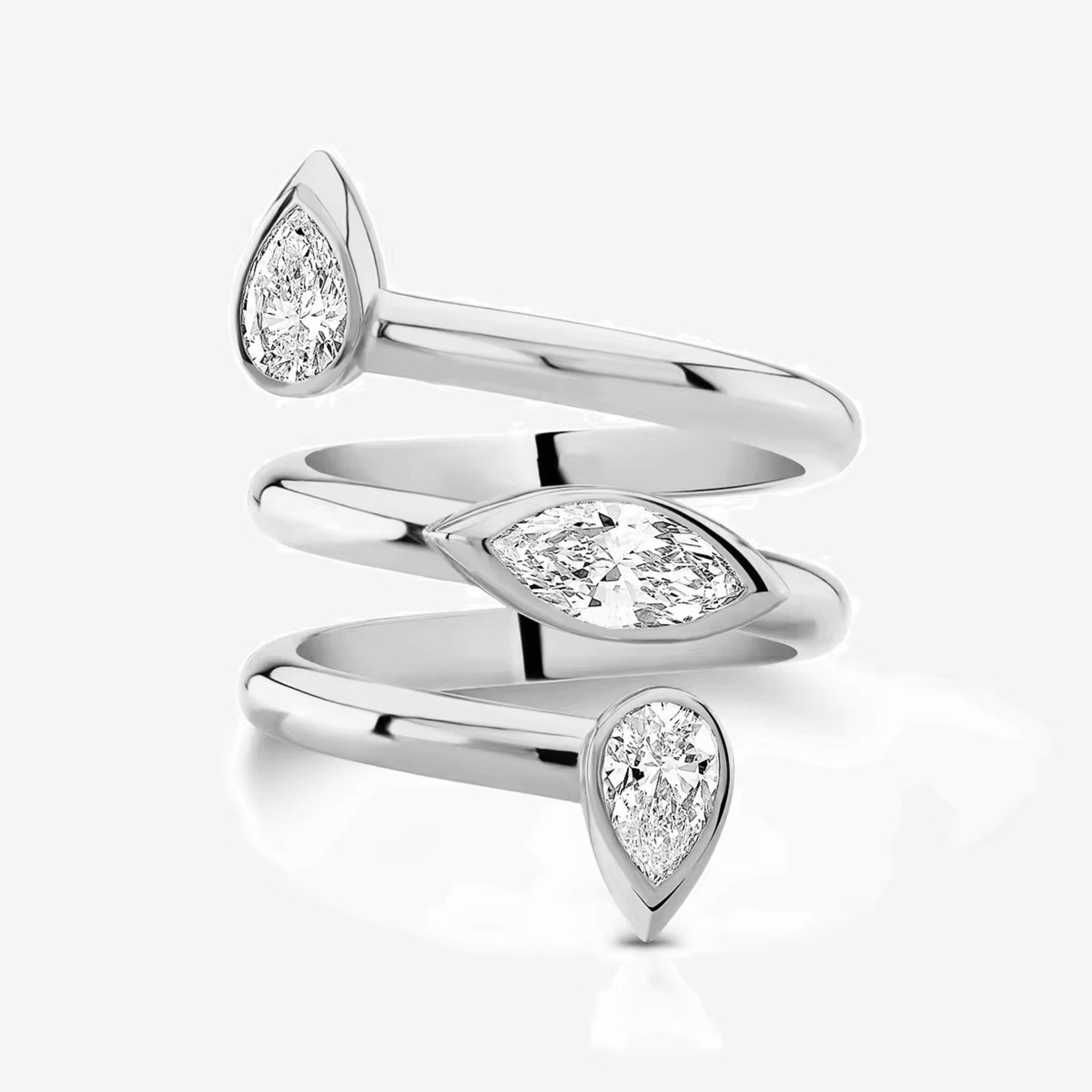 ROUGEMONT Silberring Extravaganter Damen Ring im Marquise Stil 925 Sterling Silber, Wasserfest