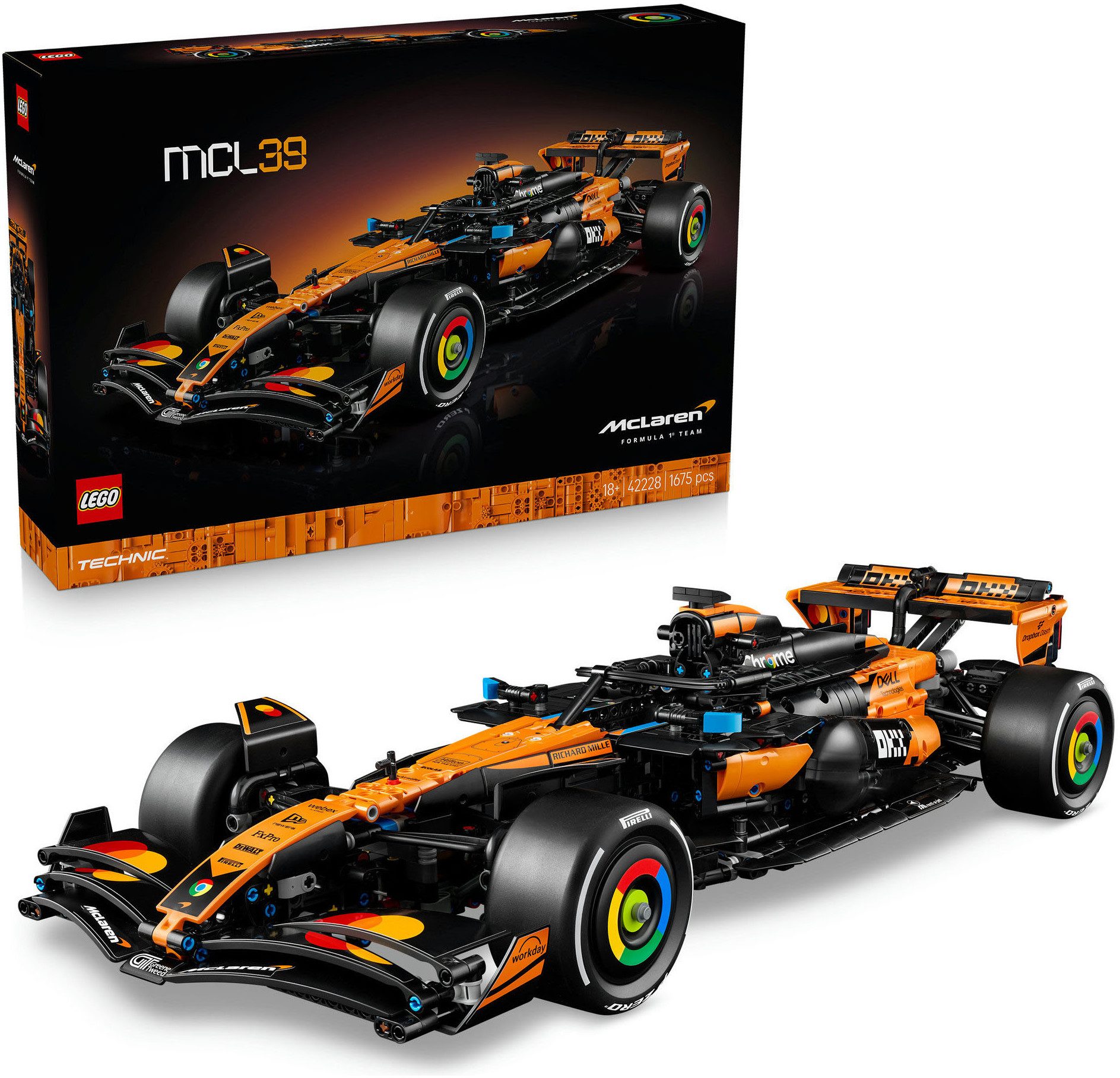 LEGO® McLaren MCL39 F1 Rennwagen (42228), LEGO Technic Konstruktionsspielsteine, (1675 St)
