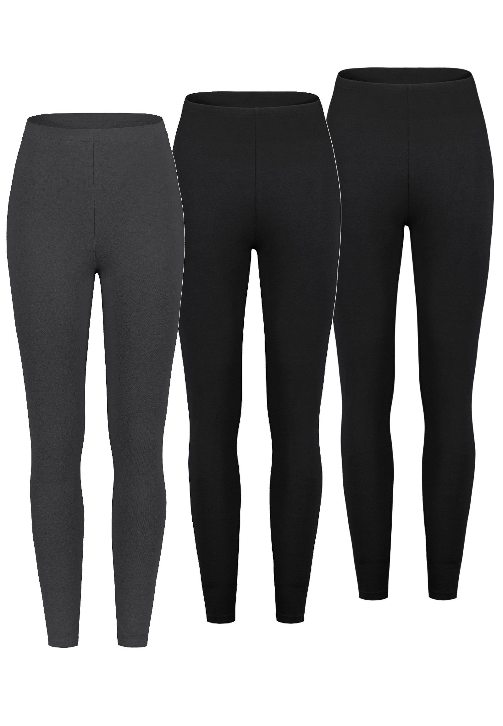 SUBLEVEL Stretch-Hose Bequeme Damen Leggings Freizeit Sport Blickdicht 3er-Pack Sporthose