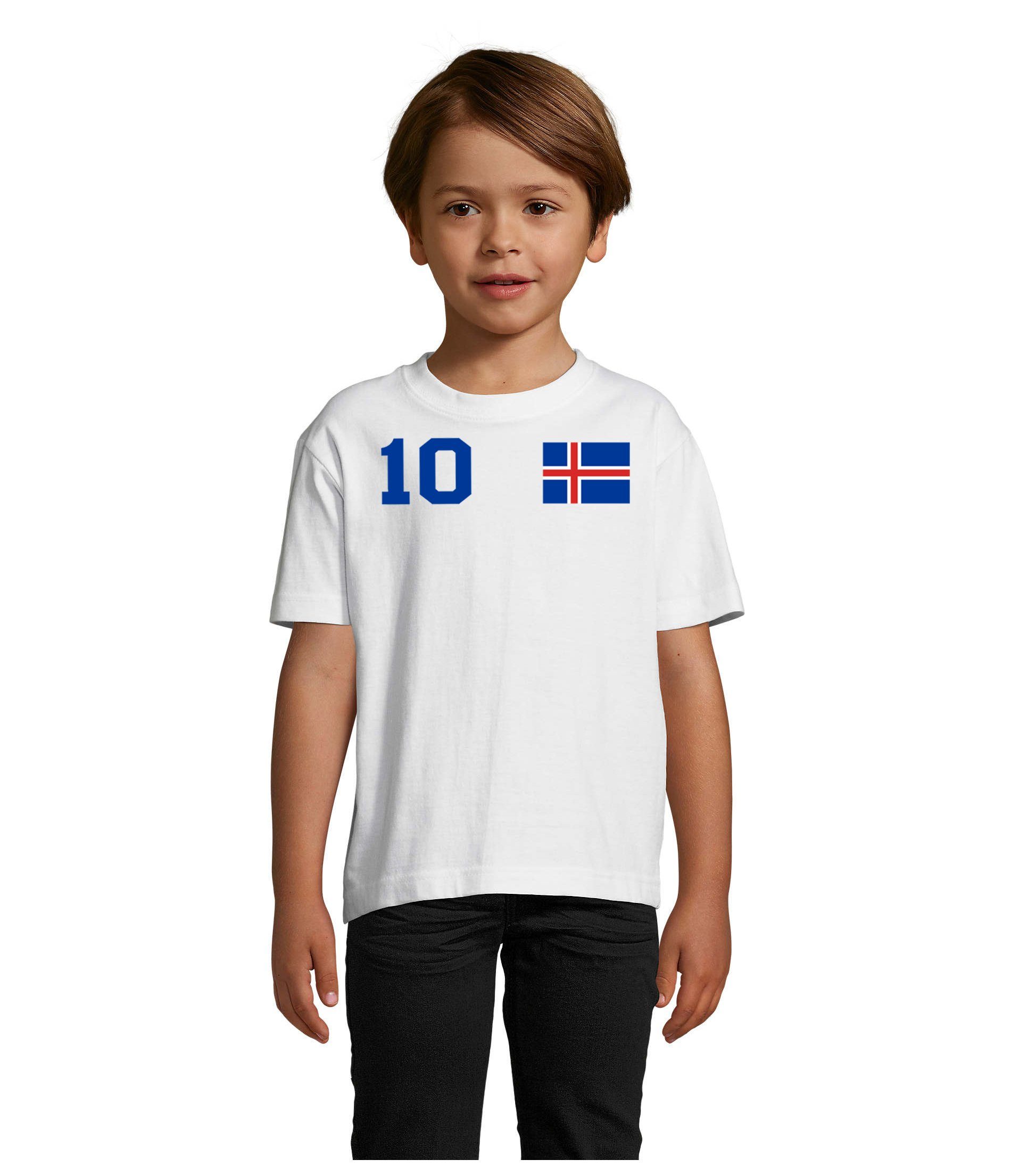 Handball Island Brownie Fußball Kinder Sport T-Shirt Iceland Blondie Trikot WM Blau/Weiss & EM Meister