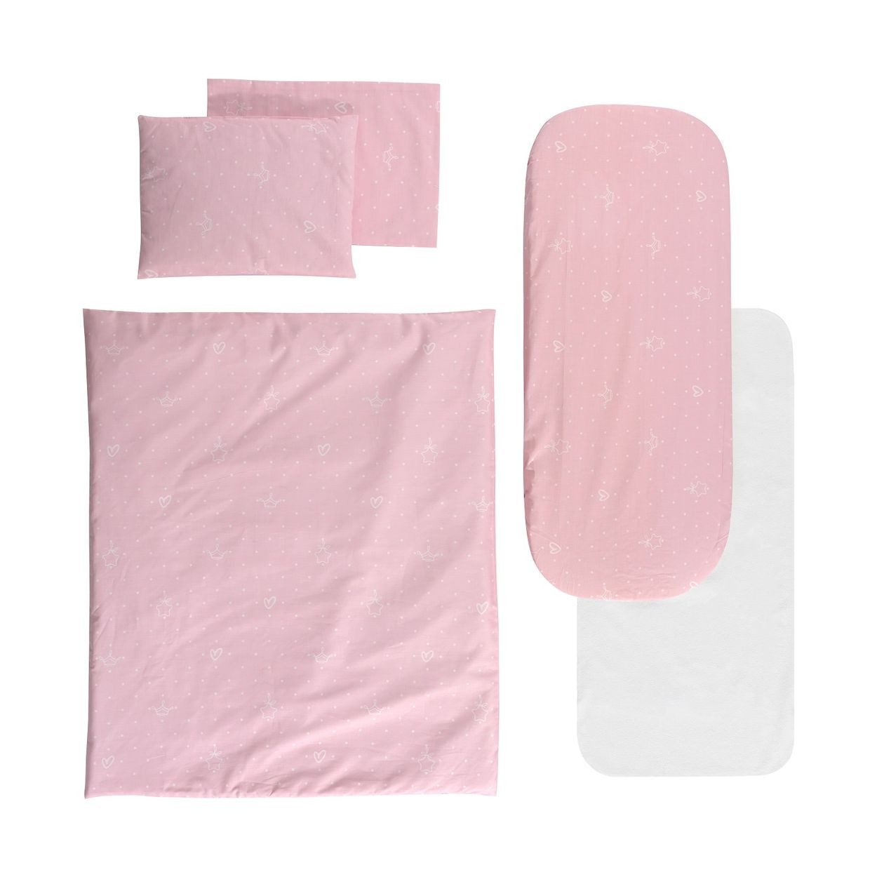 Lorelli Babybettwäsche Bettwäsche-Set 2080117, Baumwolle, 5 teilig, 5-teilig, Decke 78 x 62 cm, Kissen 35 x 25 cm, 100% Baumwolle