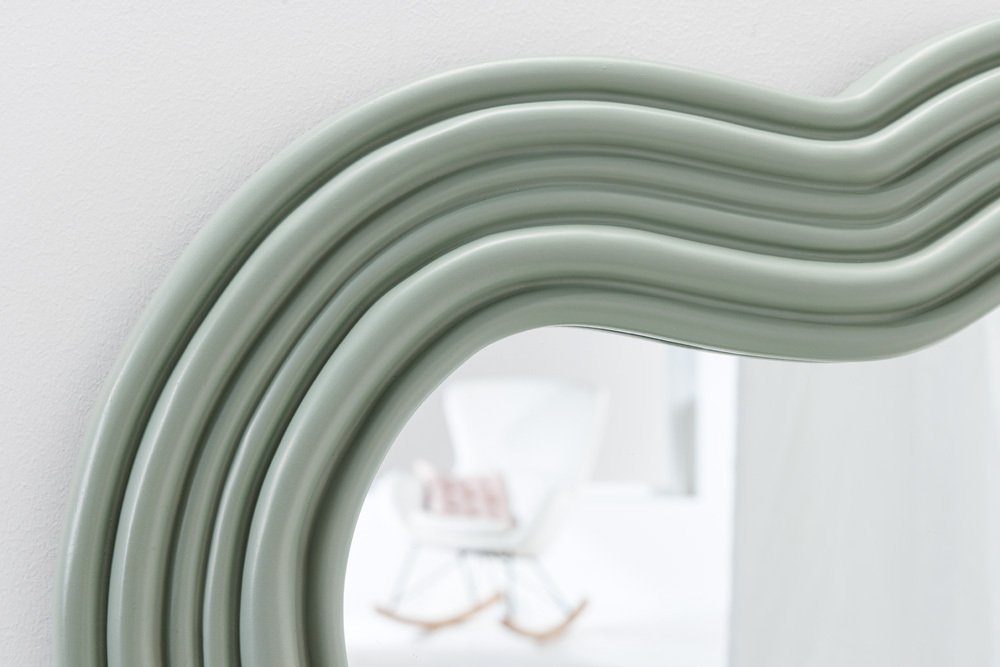 riess-ambiente Wandspiegel ALICE II 100cm pastell salbeigrün (Einzelartikel, 1-St), Flur · Kunststoff · Rahmen · Dekoration · Wellen · Design · Modern