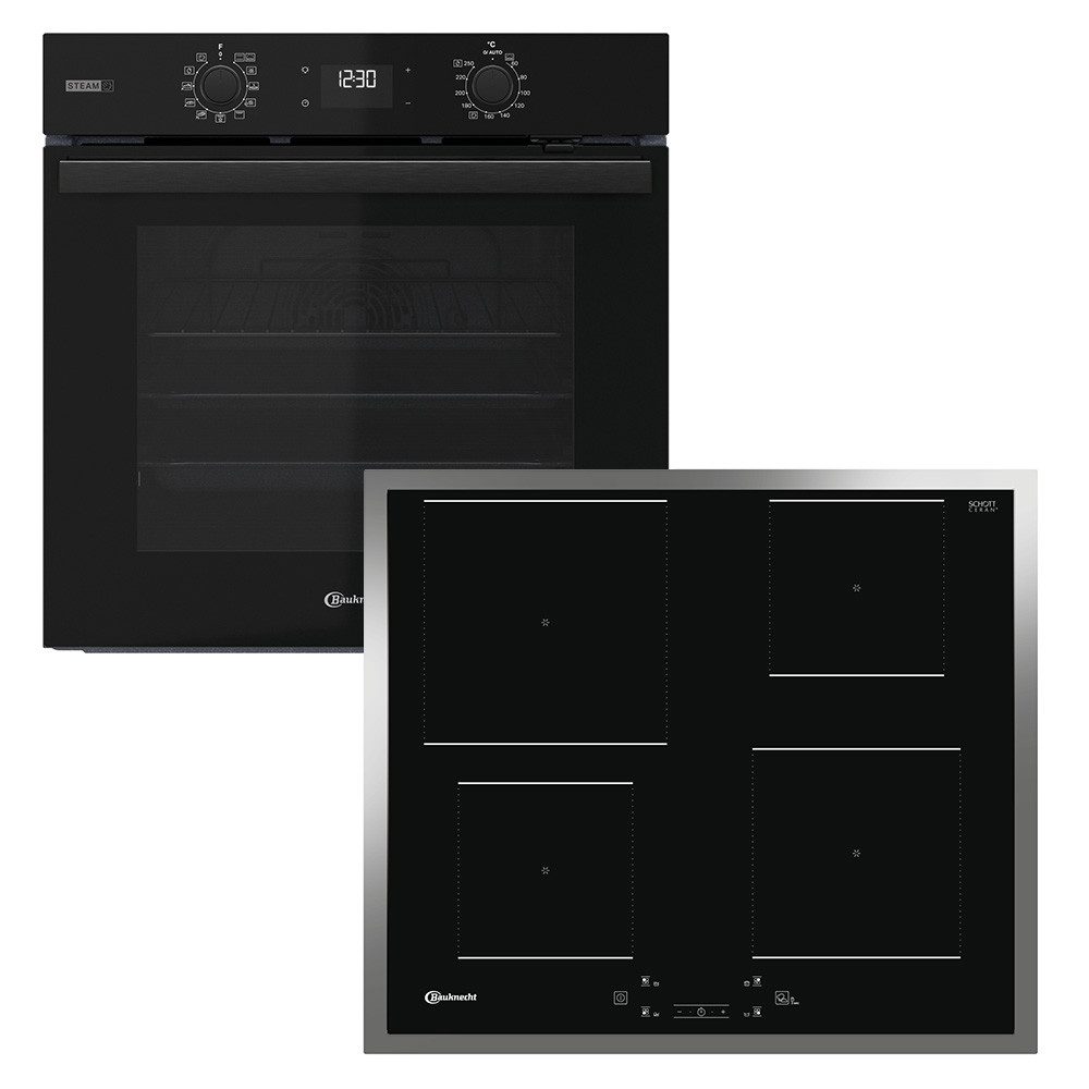 BAUKNECHT Backofen-Set BAKO 780 Steam IND BL, mit 1-fach-Teleskopauszug, Hydrolyse, GentleSteam – für ein saftiges Inneres und ein knuspriges Äußeres