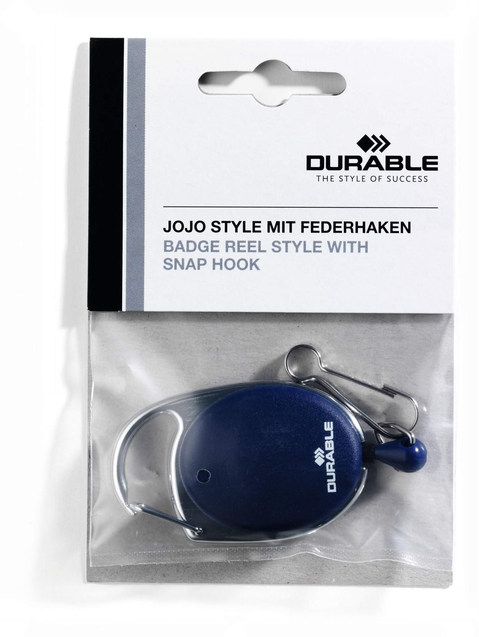 DURABLE Etui Durable Aufrollmechanismus d.bl 80cm STYLE m Federhaken