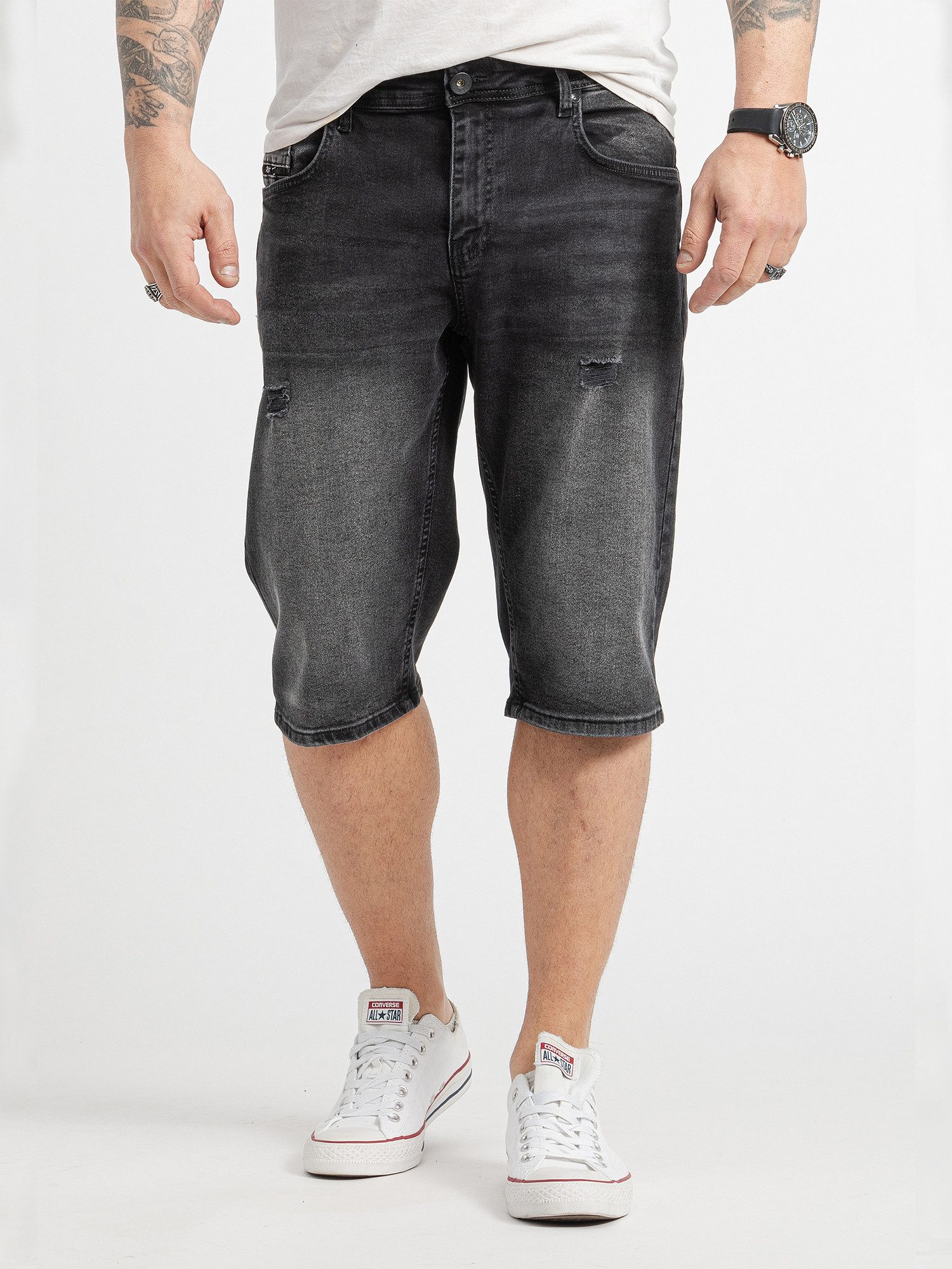Bermudas Herren Shorts Jeansshorts Denim Dunkelgrau RC-2429