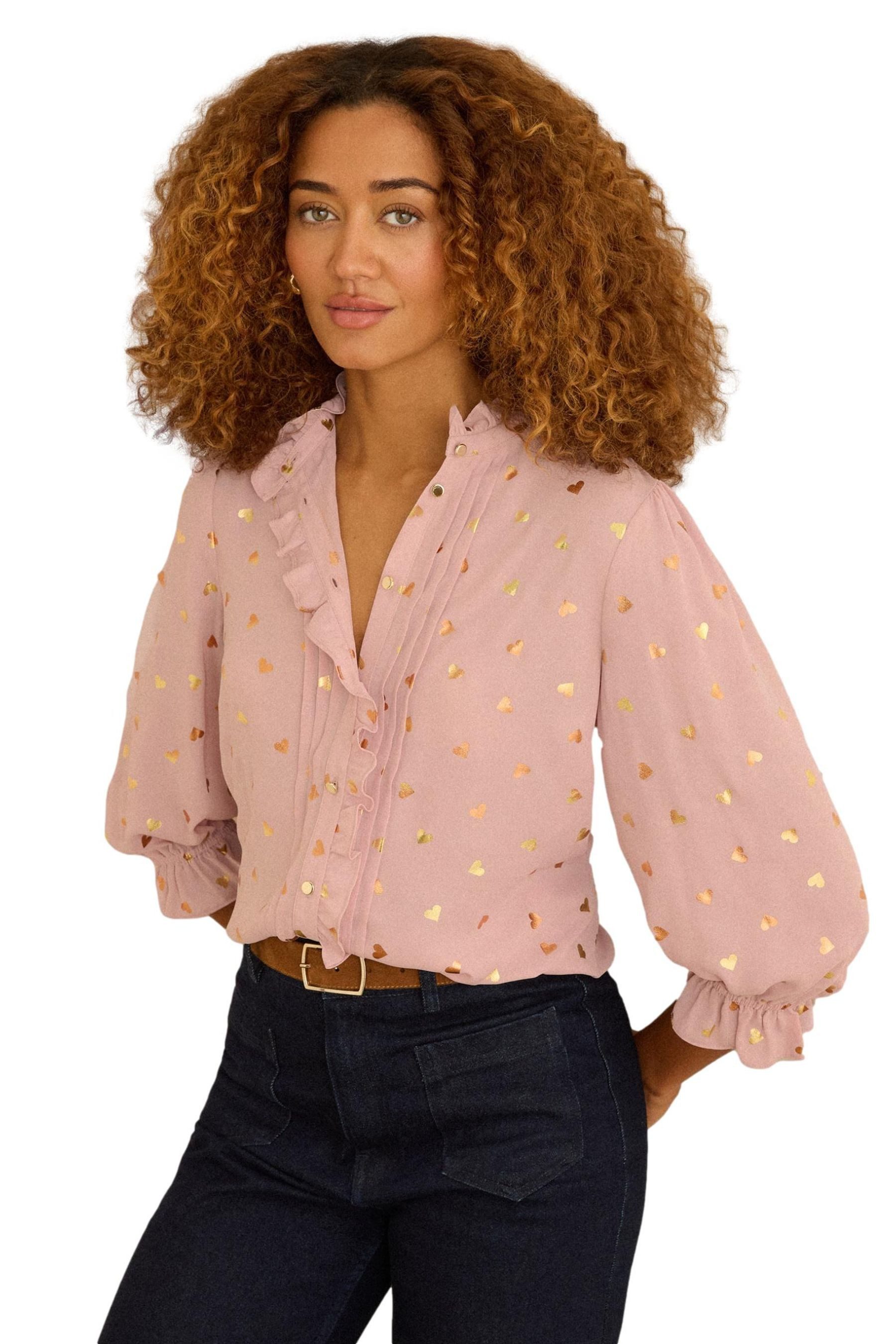 Love & Roses Rüschenbluse Love & Roses Bluse mit 3/4-Rüschenärmeln (1-tlg)
