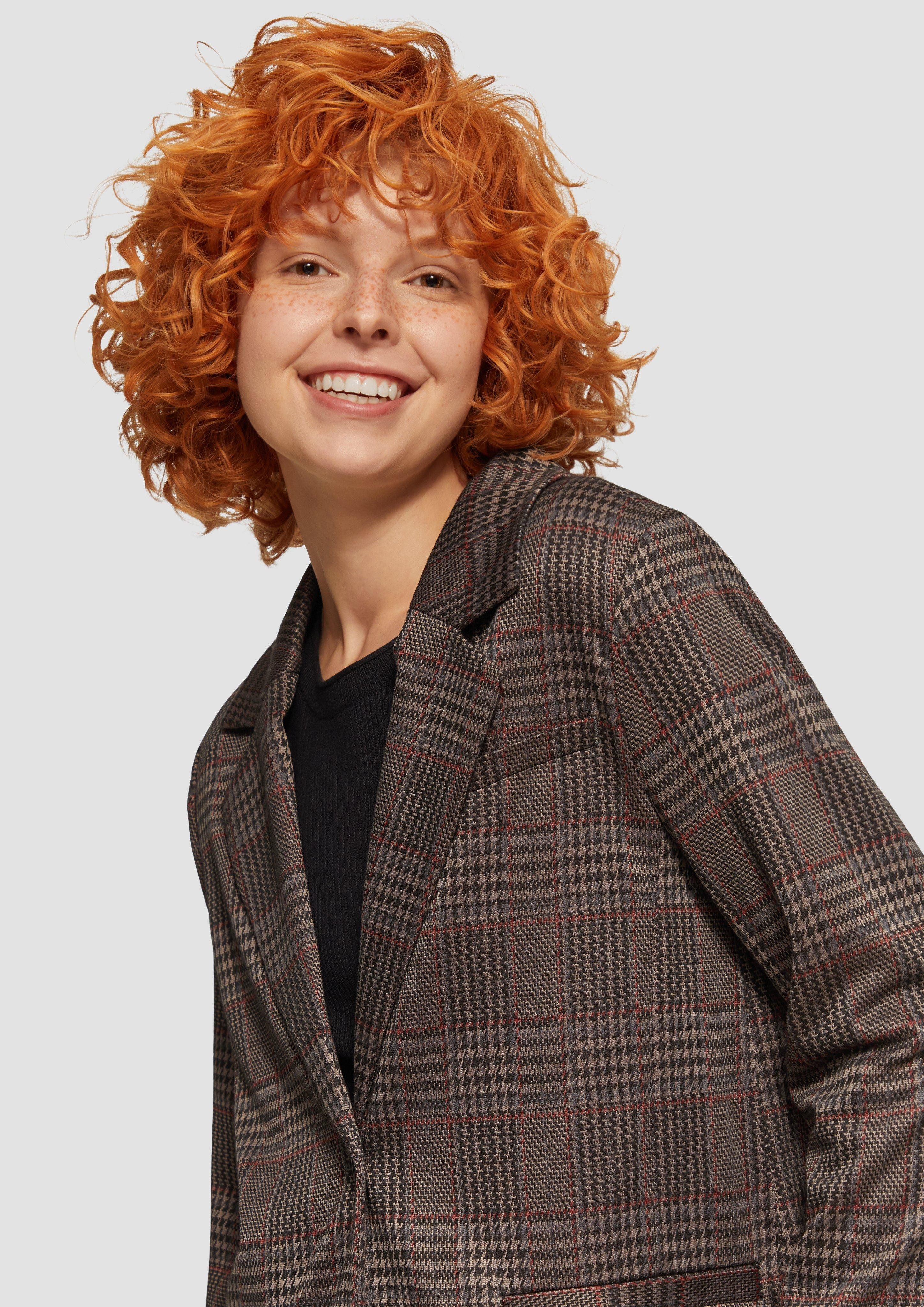 QS Jackenblazer Karierter Blazer aus Viskosemix günstig online kaufen