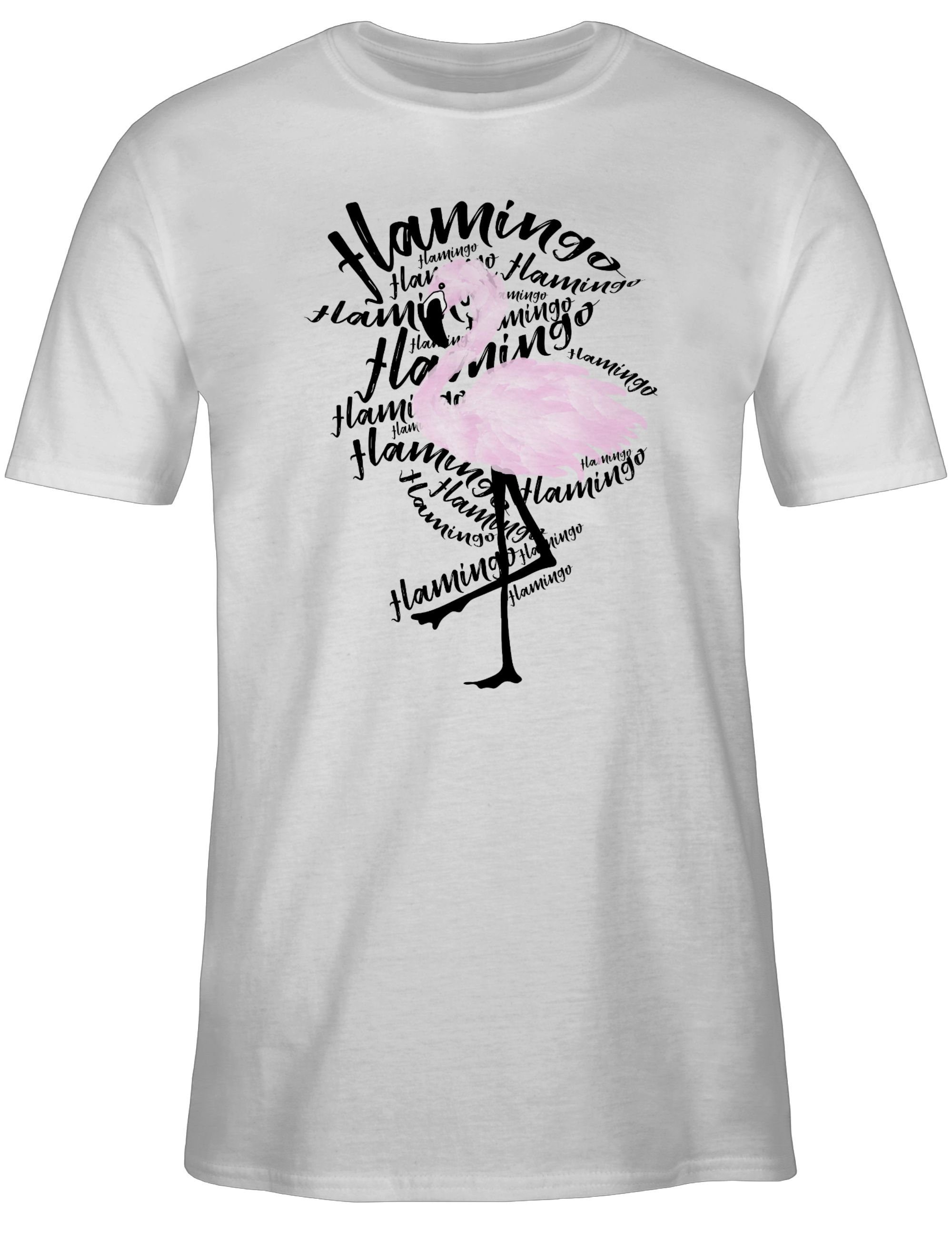 Shirtracer T-Shirt Flamingo Tiere Zubehör 3 Weiß