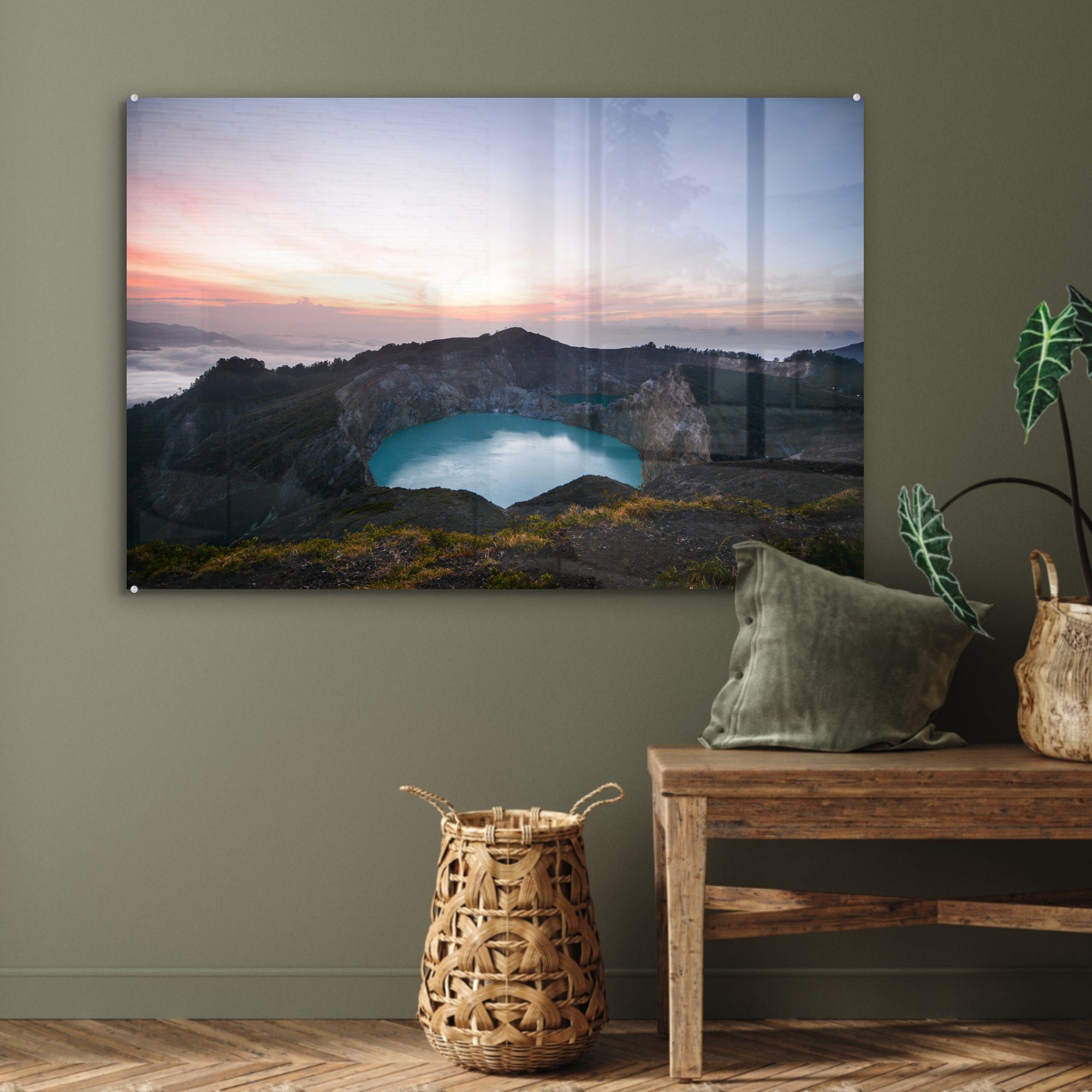 MuchoWow Acrylglasbild Sonnenaufgang am (1 im Acrylglasbilder Kelimutu-Nationalpark, Kelimutu-Vulkan Schlafzimmer & Wohnzimmer St)