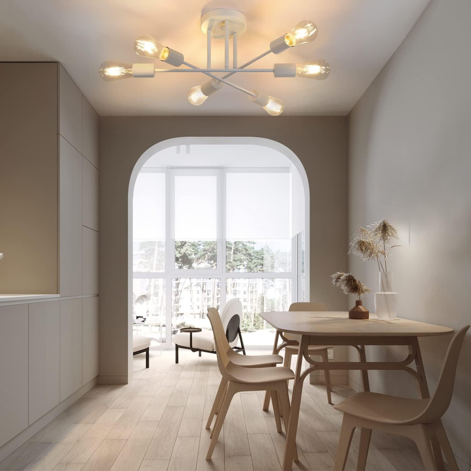 ZMH Deckenleuchten 6 Flammig Deckenlampe Vintage Retro ohne Leuchtmittel für Schlafzimmer, LED wechselbar