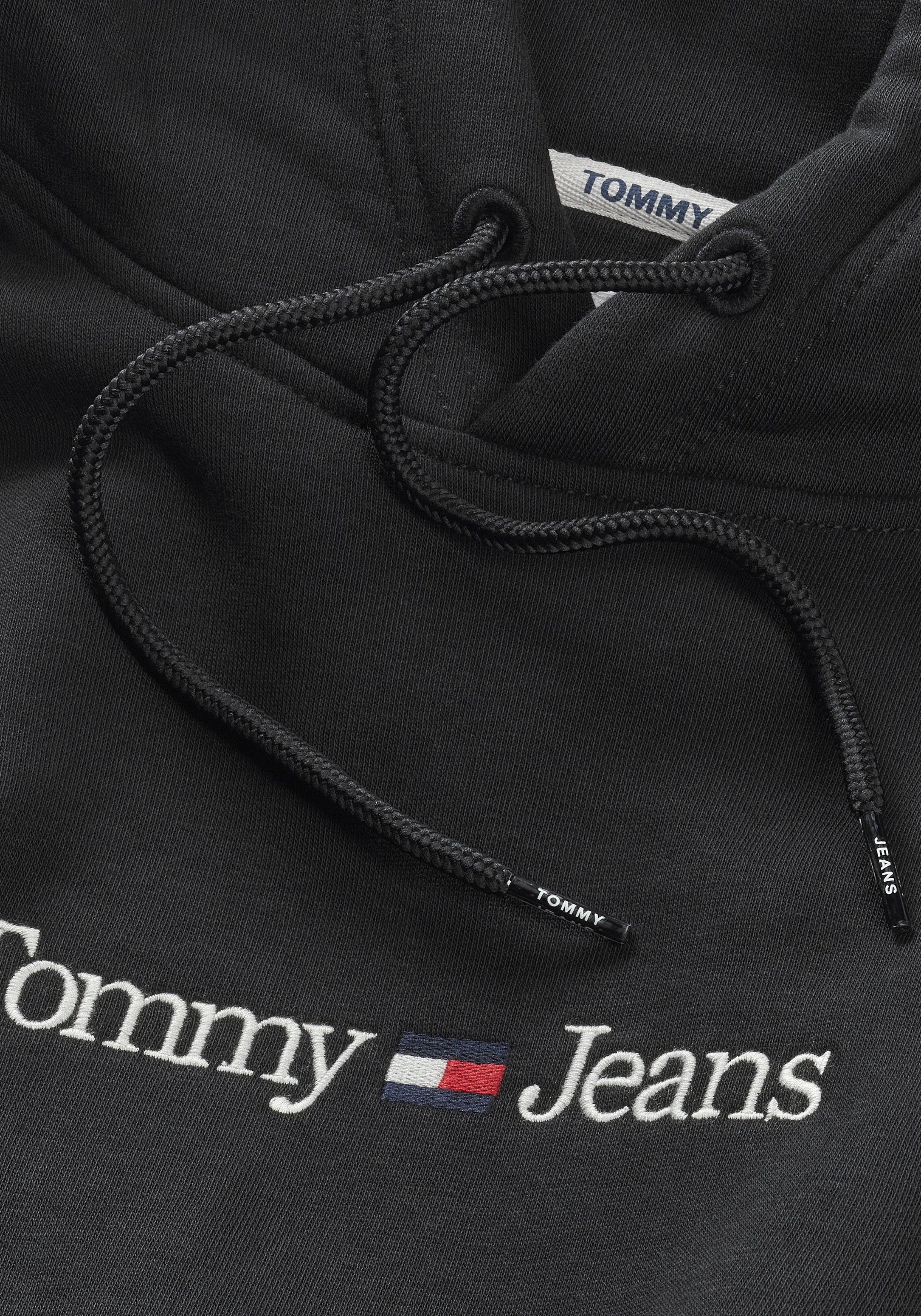 Black Tommy-Jeans TJM mit Brust Tommy Kapuzensweatshirt LINEAR Jeans Branding auf der REG HOODIE