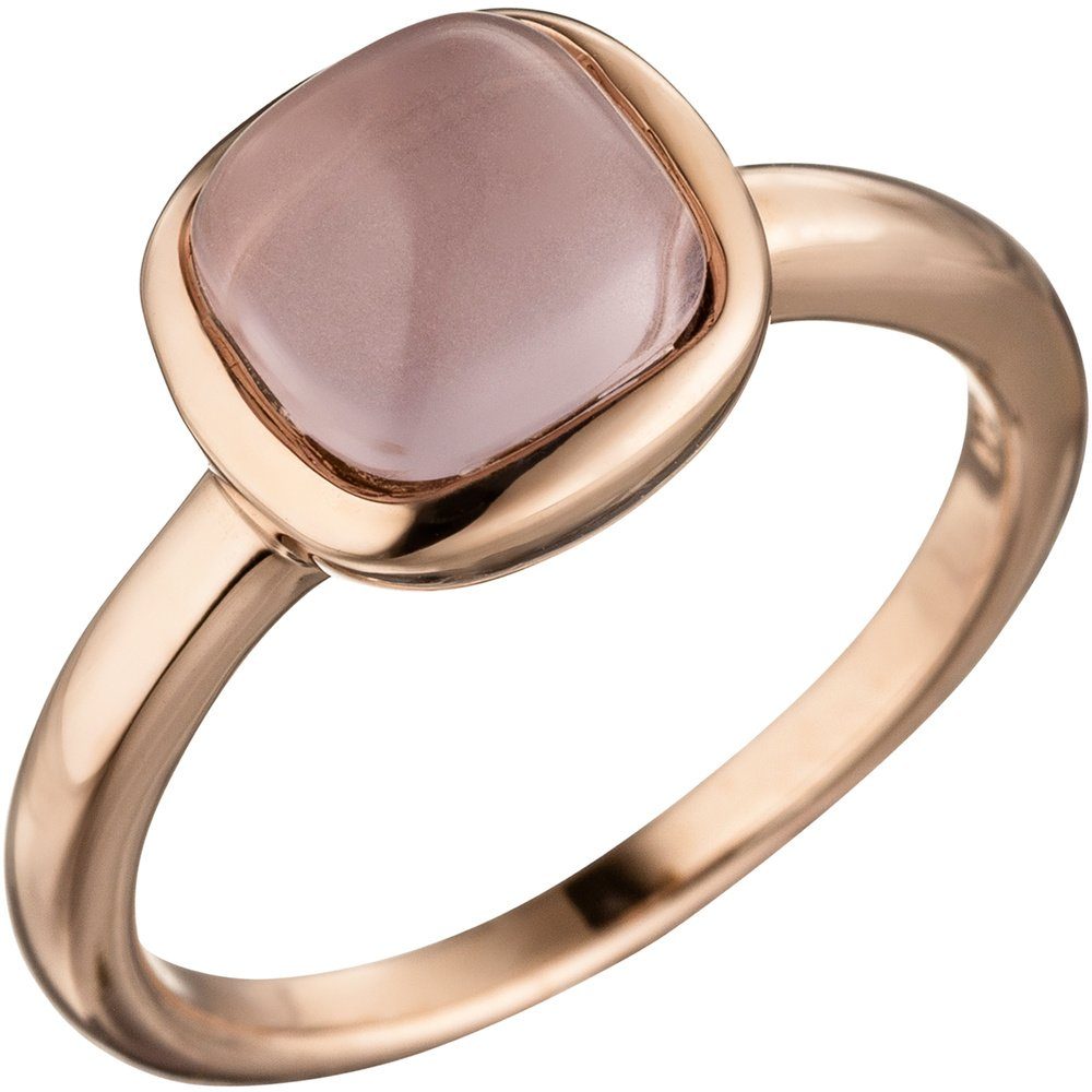 Schmuck Krone Silberring Ring Damenring aus echtem 925 Silber rotgold  vergoldet mit rosa Glasstein, Silber 925