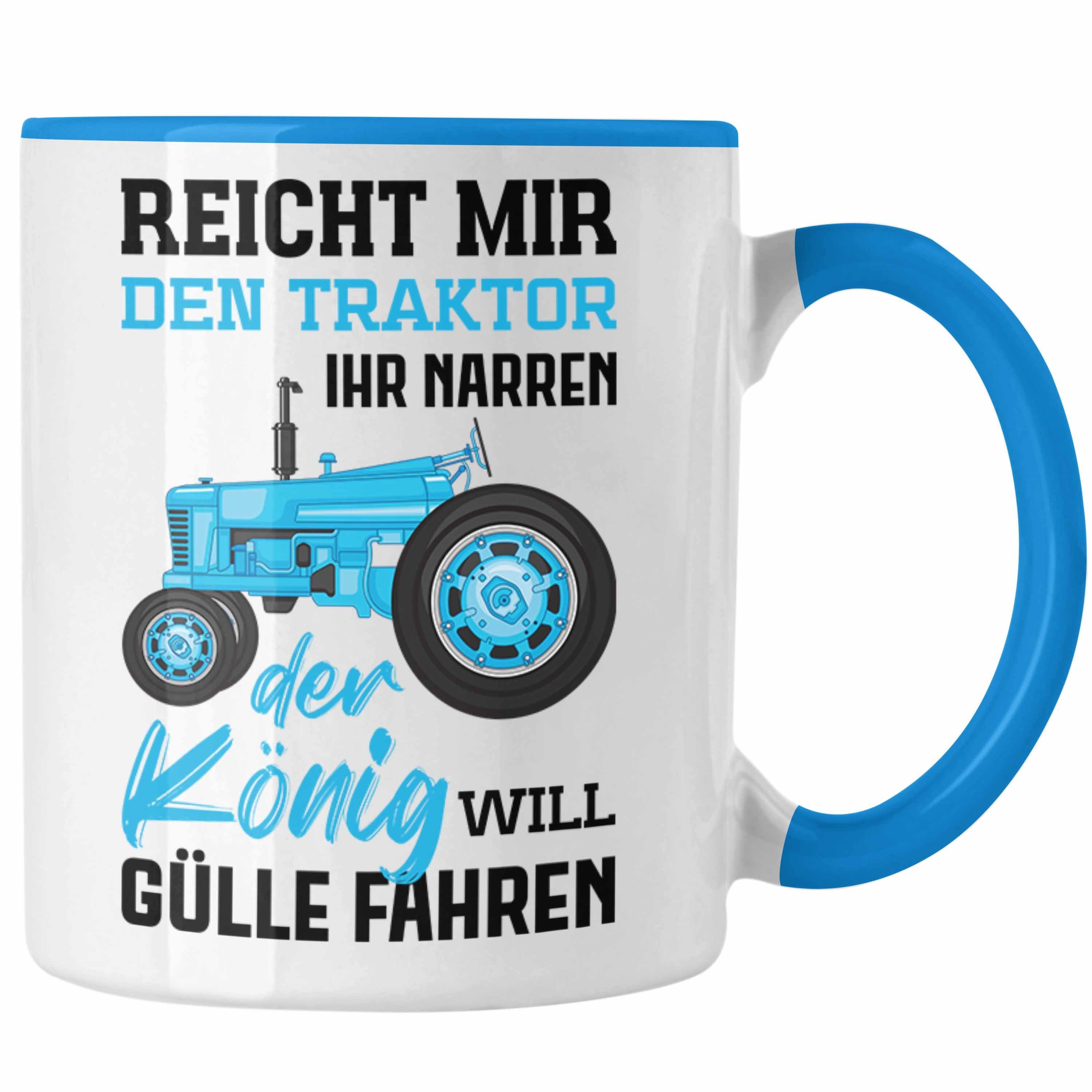 Trendation Tasse Geschenke - Geschenk Tasse Gülle Trendation Traktor Landwirtschaft Spruch Männer Spruch Blau Landwirt Kaffeetasse für Fahren