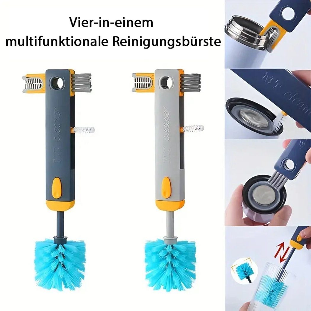 multifunktionale Reinigungsbürste Tassenreinigungsbürste grau TUABUR 4-in-1-Reinigungsbürste,