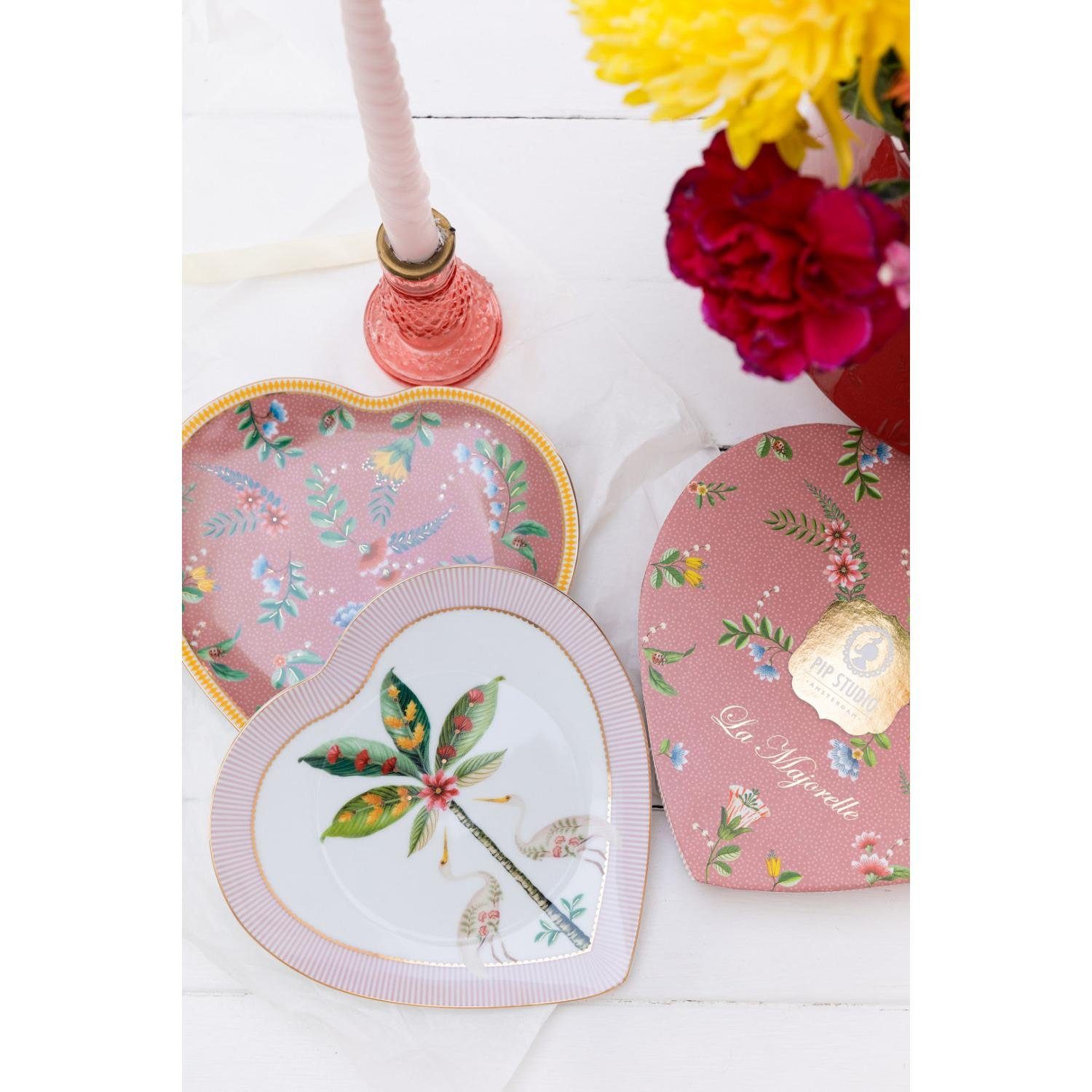 PiP Studio Servierplatte Teller-Set in Herzform La Majorelle Rosa (21,5 cm) (2-teilig)