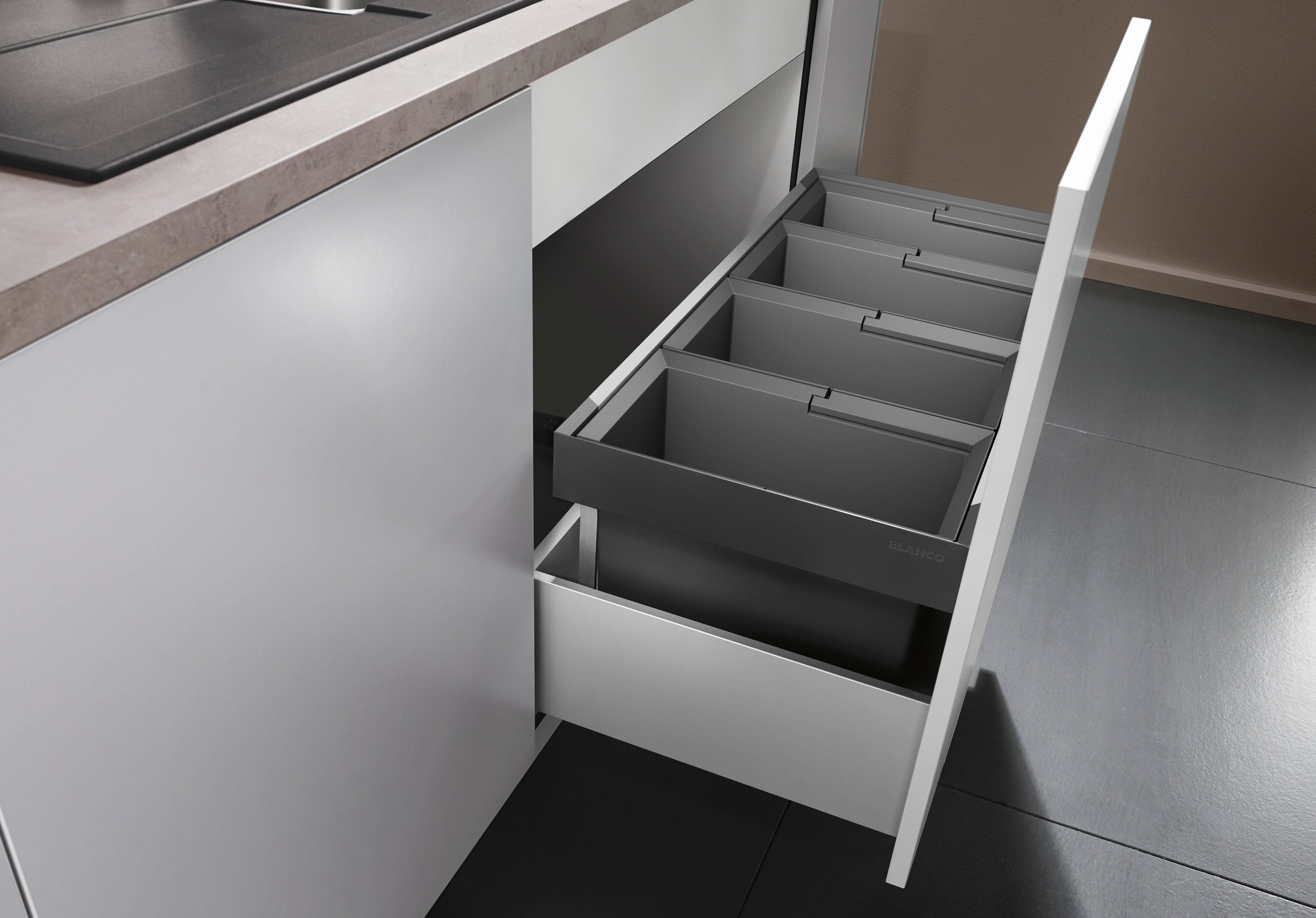Blanco Mülltrennsystem Flexon II 90/4, Kunststoff, Stahlblech, 900 mm Untermass