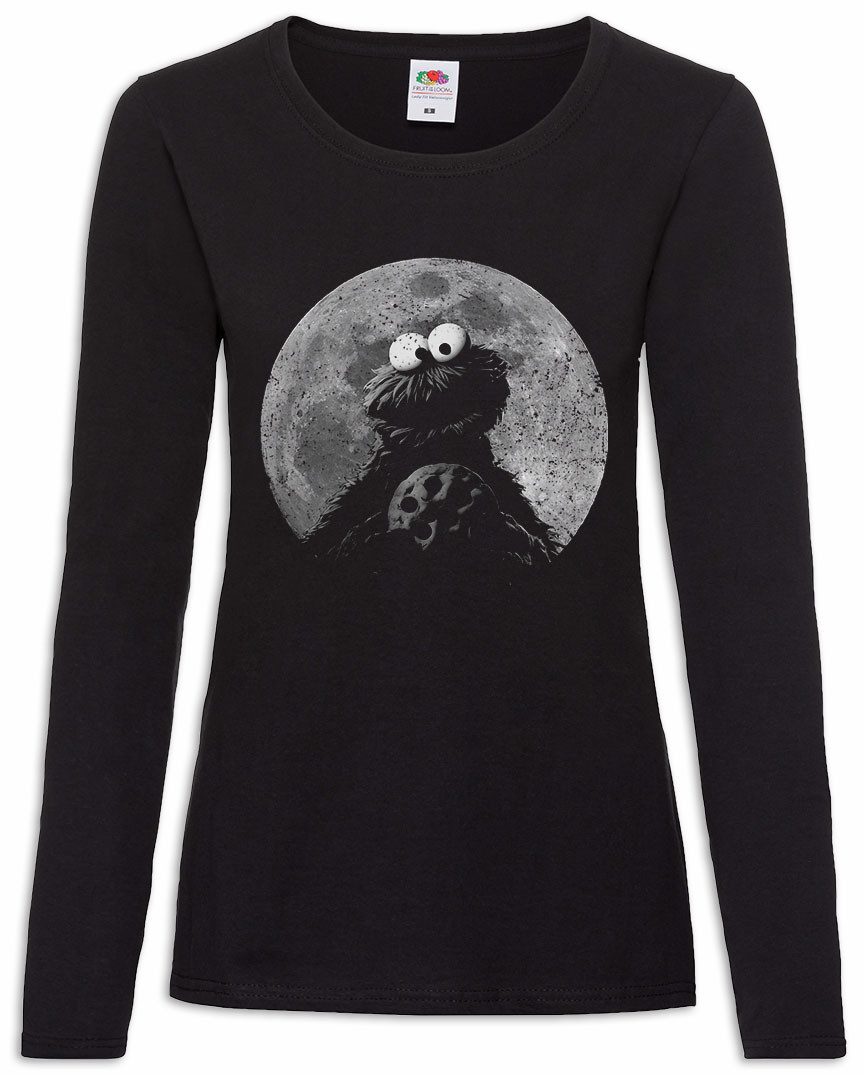Langarmshirt Cookie Moon Damen Langarmshirt Mond Kekse Monster Krümelmonster Puppet