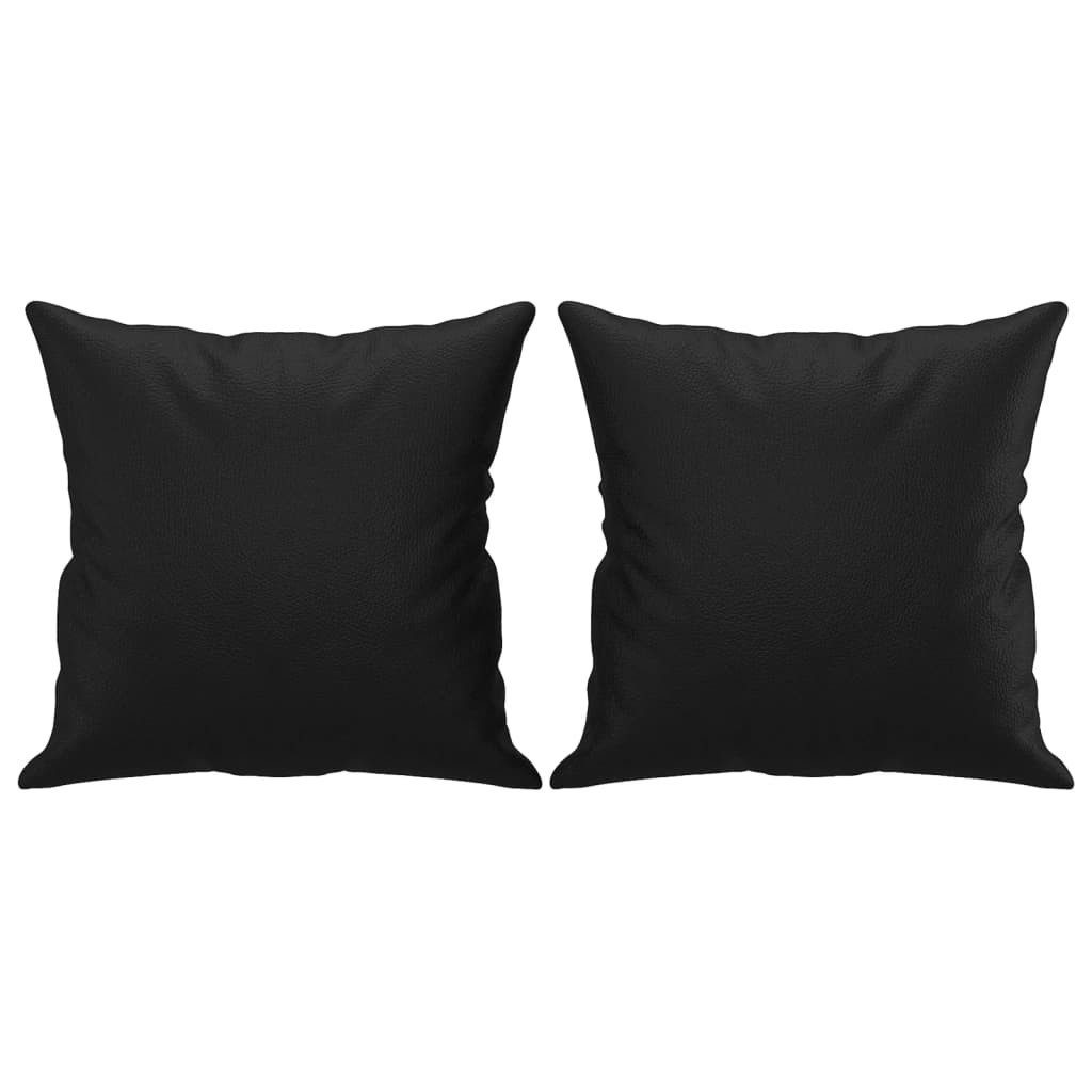 vidaXL Zierkissen Zierkissen 2 Stk. Schwarz 40x40 cm Kunstleder, (1 St)