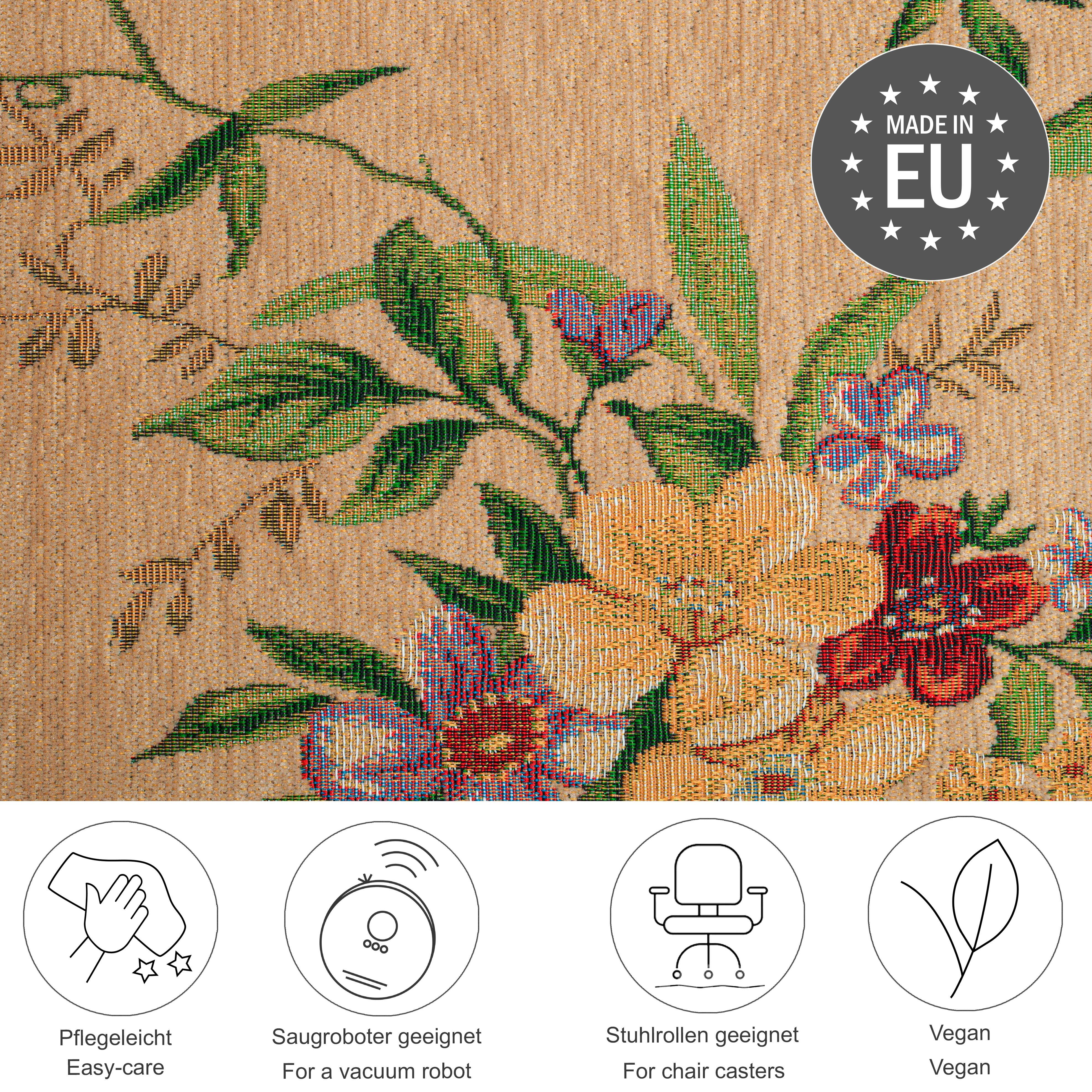 THEKO Bettumrandung Flomi Sagrini, Höhe 3 mm, (3-tlg), Teppich-Set, Flachgewebe, Pastell-Farben, Blumen Design, mit Bordüre