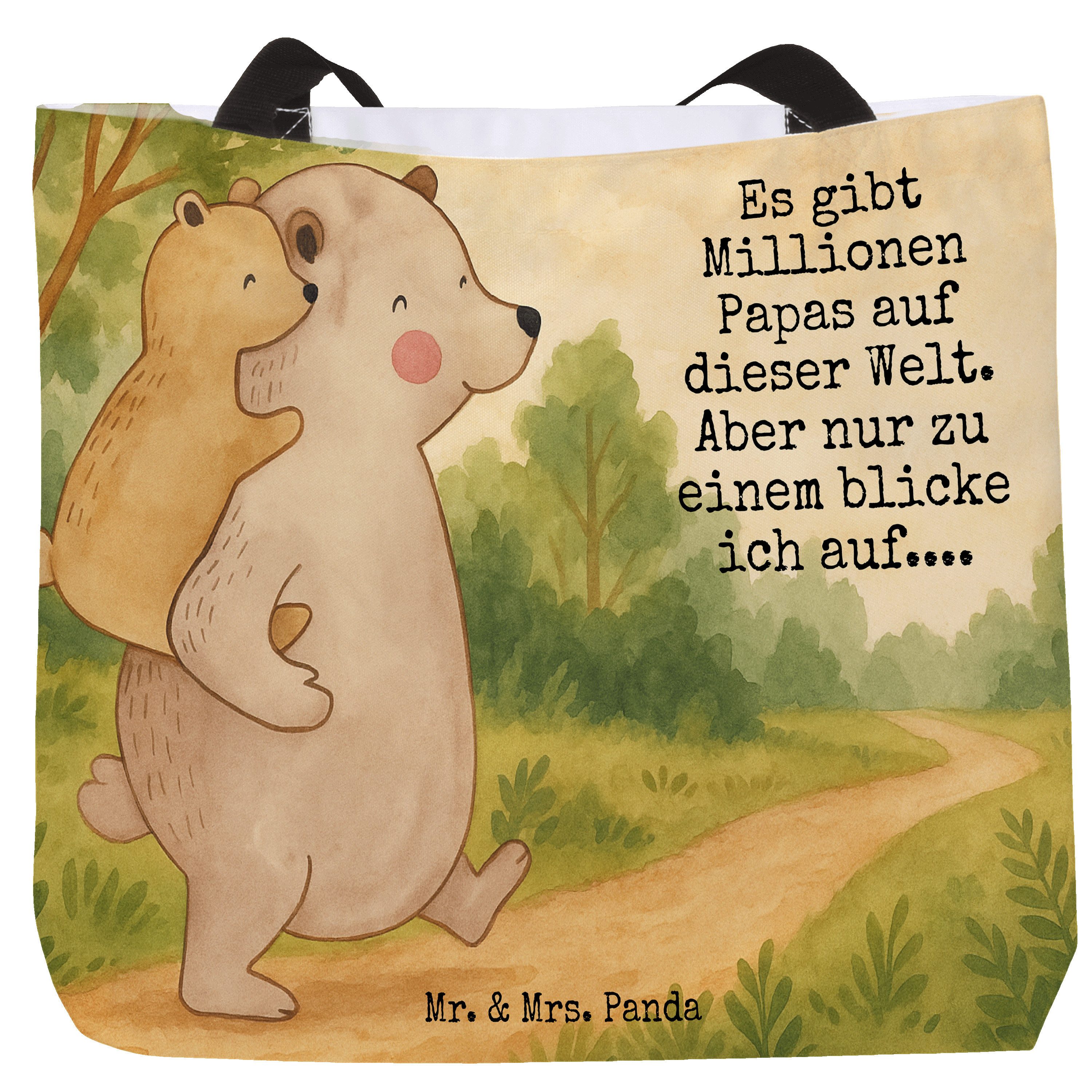 Mr. & Mrs. Panda Shopper Papa Bär Design, Tote Bag, Weiß, Papi, Laptoptasche, Bag, Strandtasch (Packung, 1-tlg)