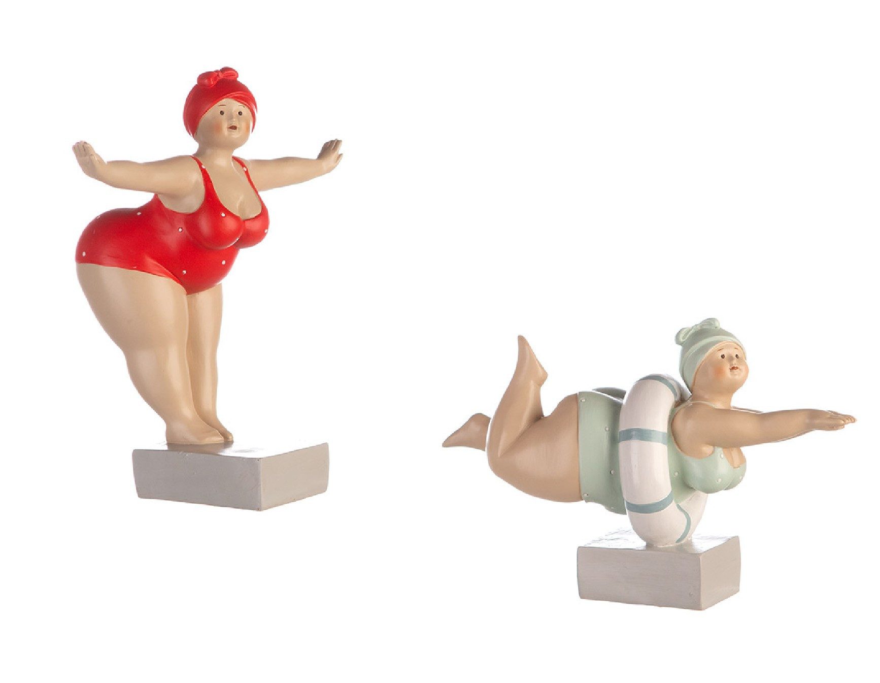 GILDE Dekofigur Tante Elli Figuren Set 2er – maritime Badefiguren aus Kunstharz Mint (2 St., Mermaid Figur "Tante Elli)