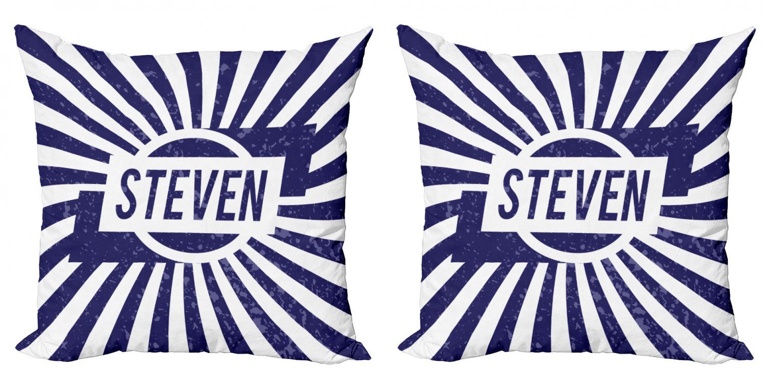 Name in Modern Doppelseitiger Stück), Digitaldruck, und Accent Abakuhaus Weiß Steven (2 Kissenbezüge Blau