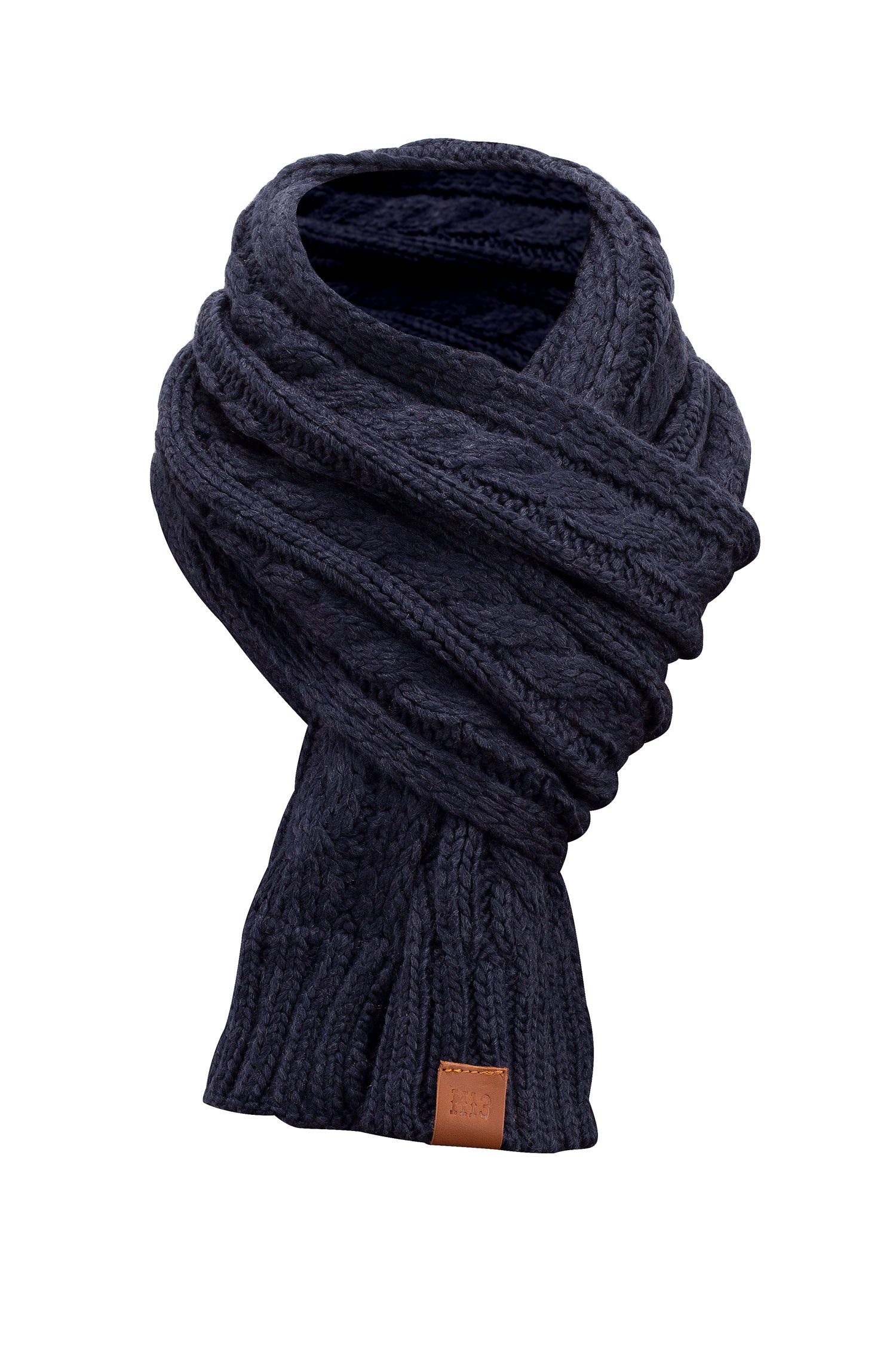 Manufaktur13 Strickschal Rough Knit Scarf - Strickschal/ Langschal mit Leder Veredelung