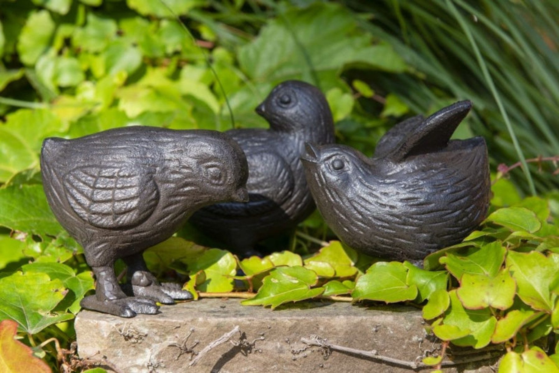 finehomegarden Dekofigur Gartenfiguren Vögel Gusseisen 3fach sort. H7,5-9,5cm Dekovogel (3 St), Spatz Figuren Vogelfigur Gartendeko / Paket