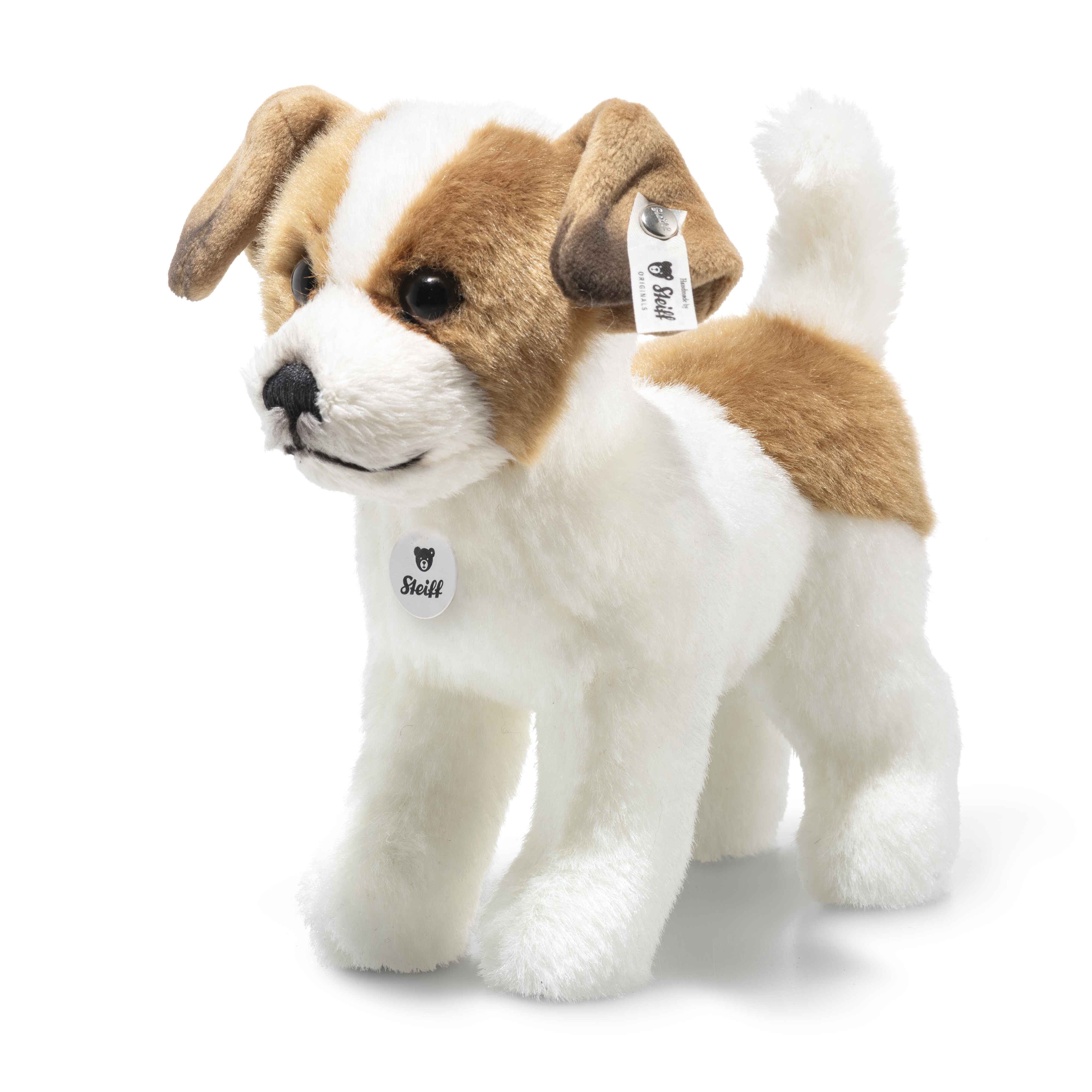 Steiff Kuscheltier Terrie Hund, 17 cm, weiß/braun, stehend