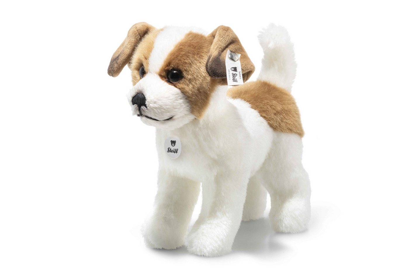 Steiff Kuscheltier Terrie Hund, 17 cm, weiß/braun, stehend