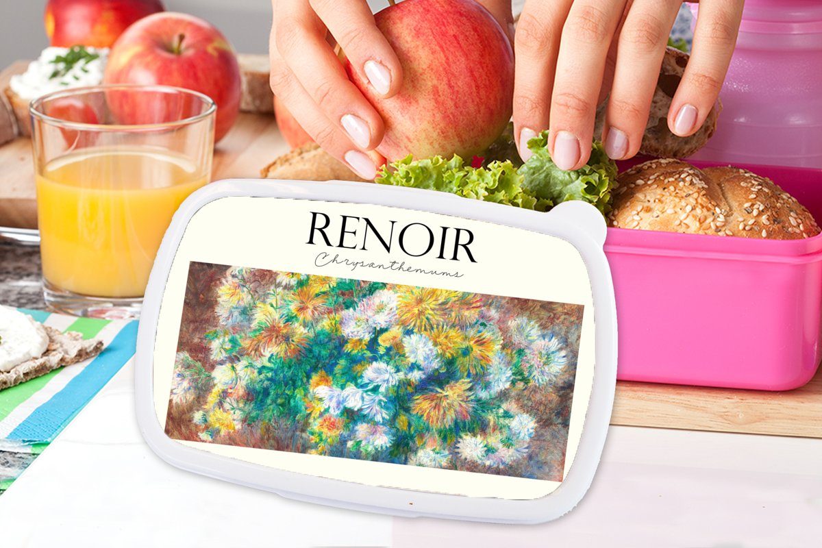 MuchoWow Lunchbox Gemälde Kunststoff, rosa Blumenstrauß, Kinder, - (2-tlg), Snackbox, Brotdose Mädchen, Erwachsene, Brotbox für - Renoir Kunststoff
