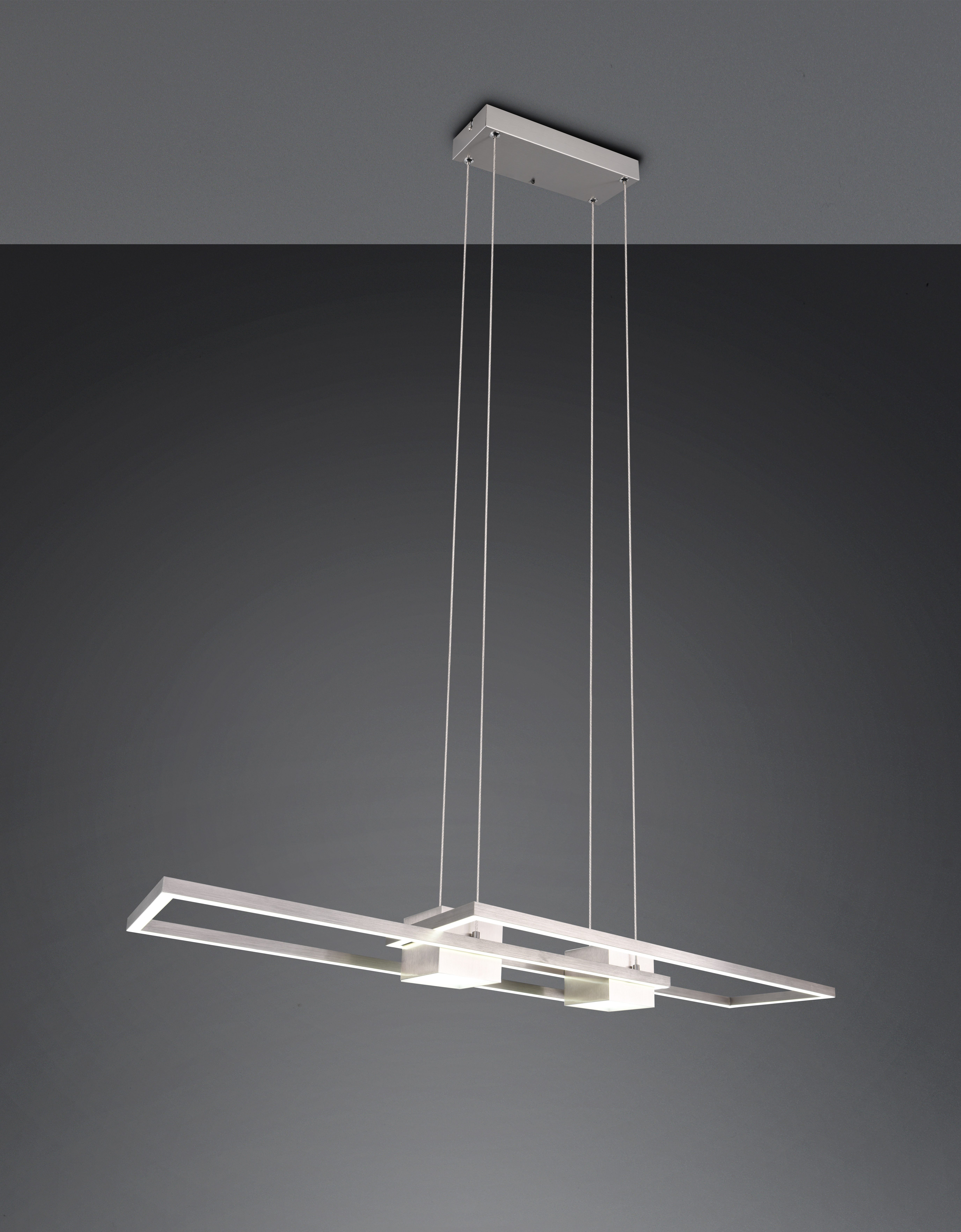 TRIO Leuchten LED Pendelleuchte ALBANY, LED Hängelampe Wohnzimmer mit Fernbedienung, dimmbar, CCT, Dimmfunktion, LED fest integriert, warmweiß - kaltweiß, Lichtfarbe einstellbar, Memoryfunktion, Nachtlicht, up-and-down Licht