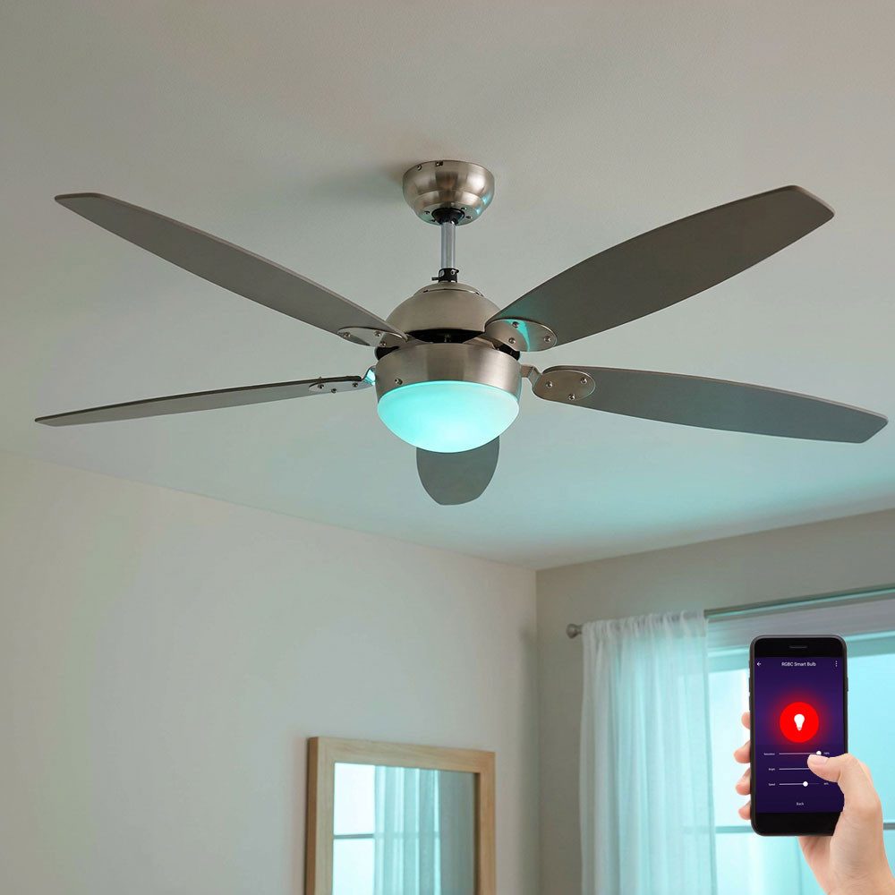 etc-shop Deckenventilator, Smart Deckenventilator Zugschalter 3 Stufen LED Vor-Rücklauf D 132 cm