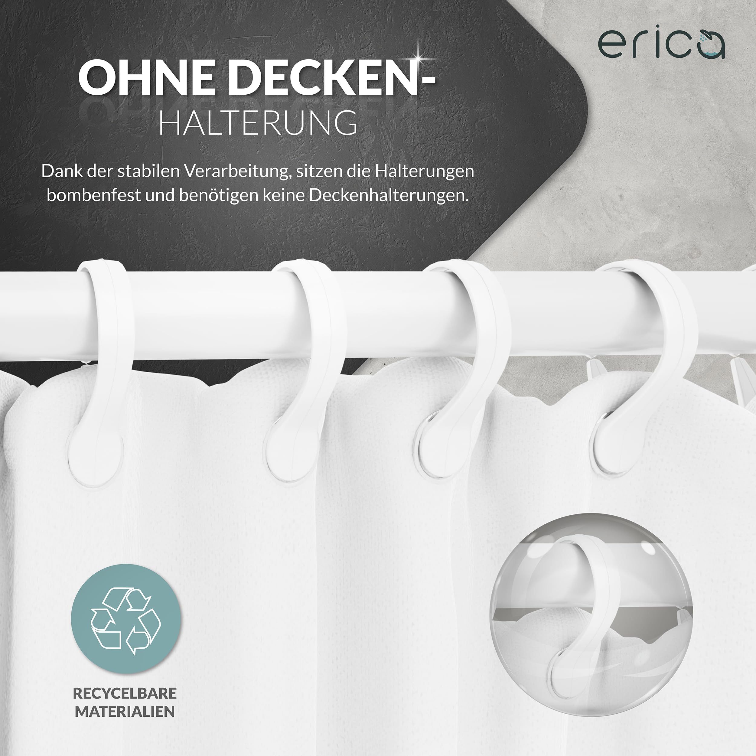 Erica Duschvorhangstange L-Form - Verstellbar - 70x90, 70x160 oder 90x140 cm, Für Badewannen geeignet, Über Eck, Rostfrei