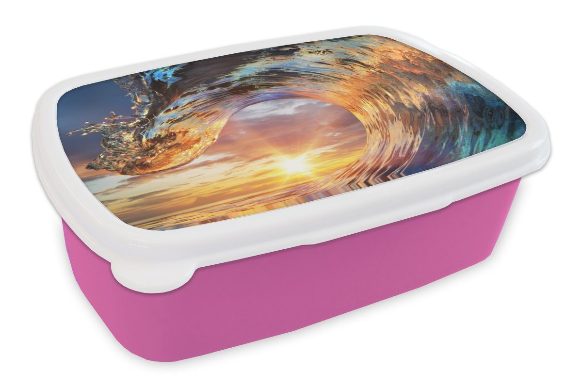 MuchoWow Lunchbox Meer - Golf - Farben, Kunststoff, (2-tlg), Brotbox für Erwachsene, Brotdose Kinder, Snackbox, Mädchen, Kunststoff rosa