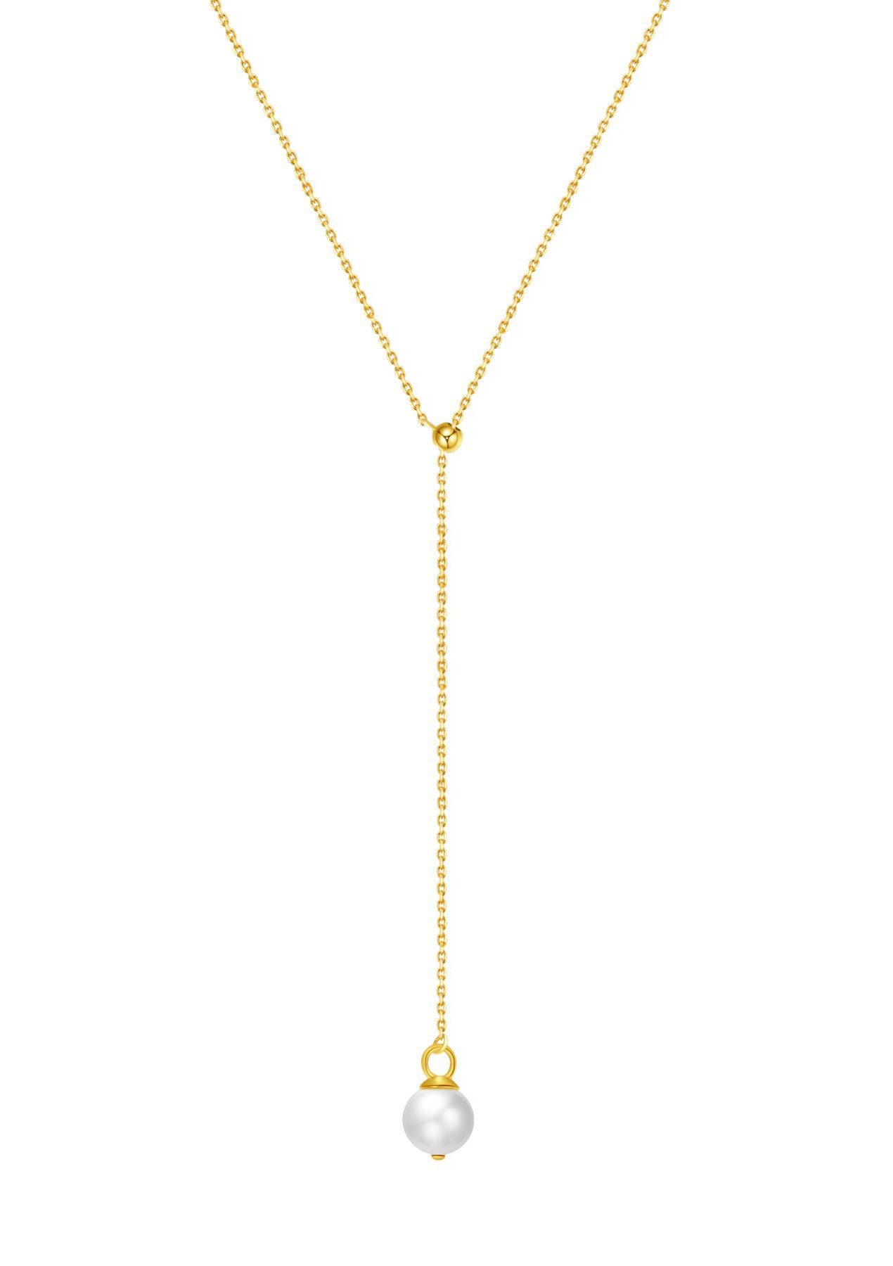 Dear Me Goldkette Y Lasso Kette mit Perle, 585 Gold, 14K Solid Gold Y Perle günstig online kaufen