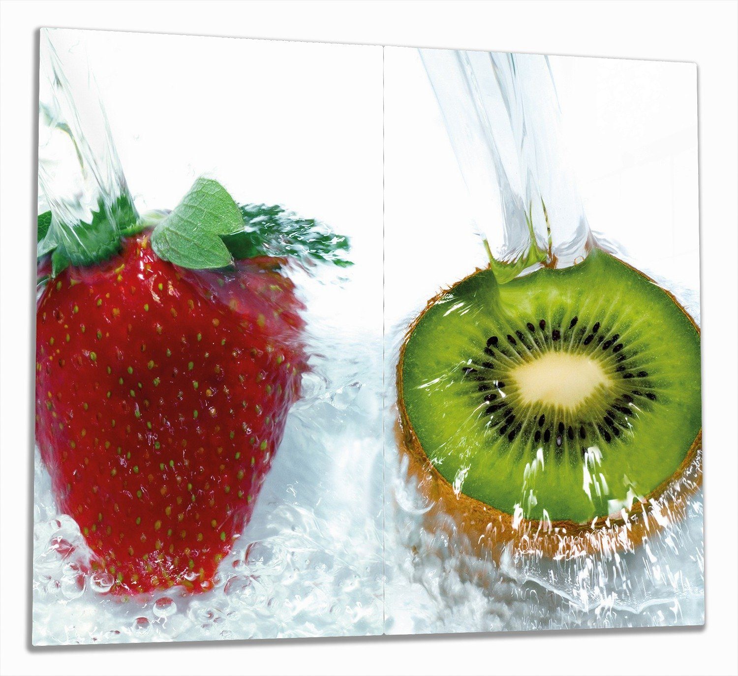 Wallario Herd-Abdeckplatte Frische Früchte übergossen mit Wasser II, ESG-Sicherheitsglas, (Glasplatte, 2 tlg., inkl. 5mm Noppen), verschiedene Größen