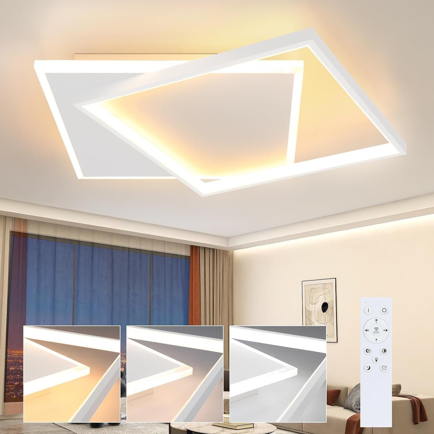 Nettlife LED Deckenleuchte 44W Deckenleuchte Schwarz 2 Quadrat, Augenschutz günstig online kaufen