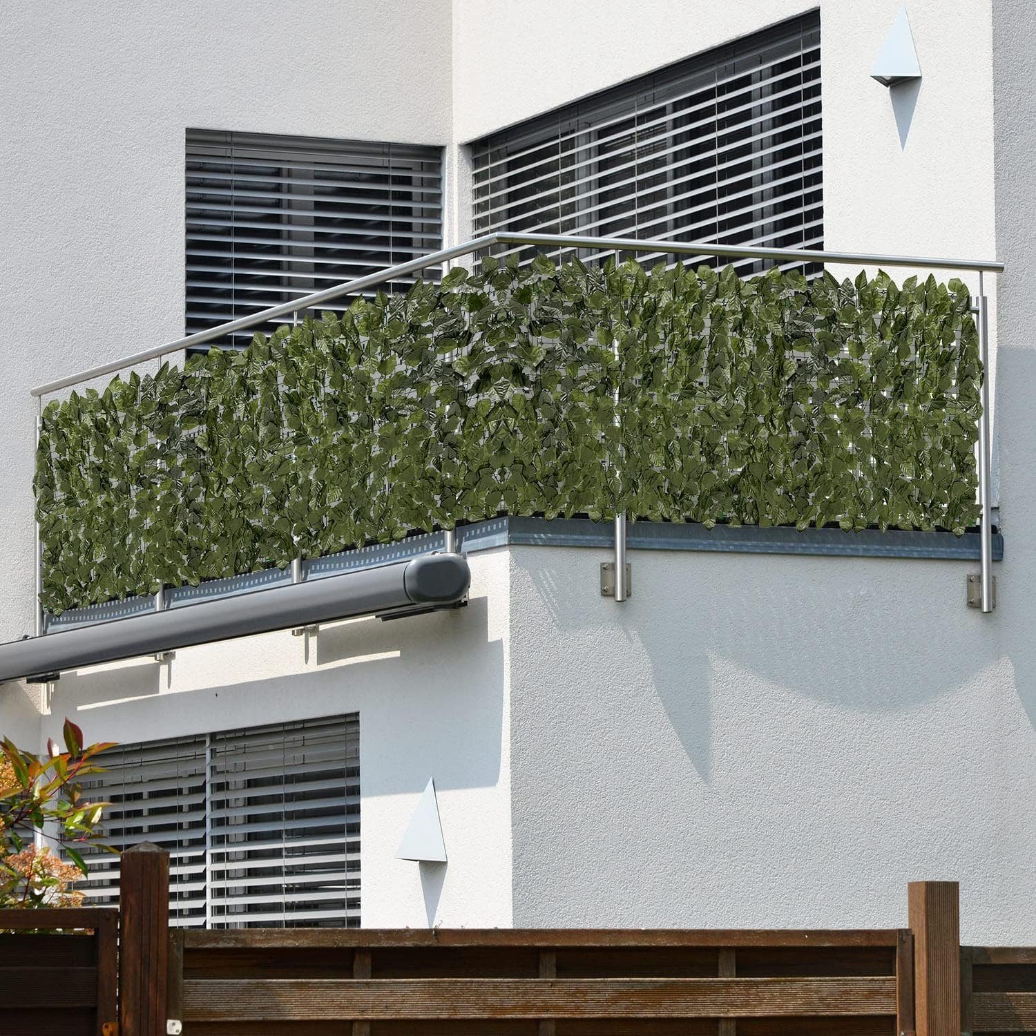 BlingBin Balkonsichtschutz Künstliche Hecke Balkon Sichtschutz Efeu