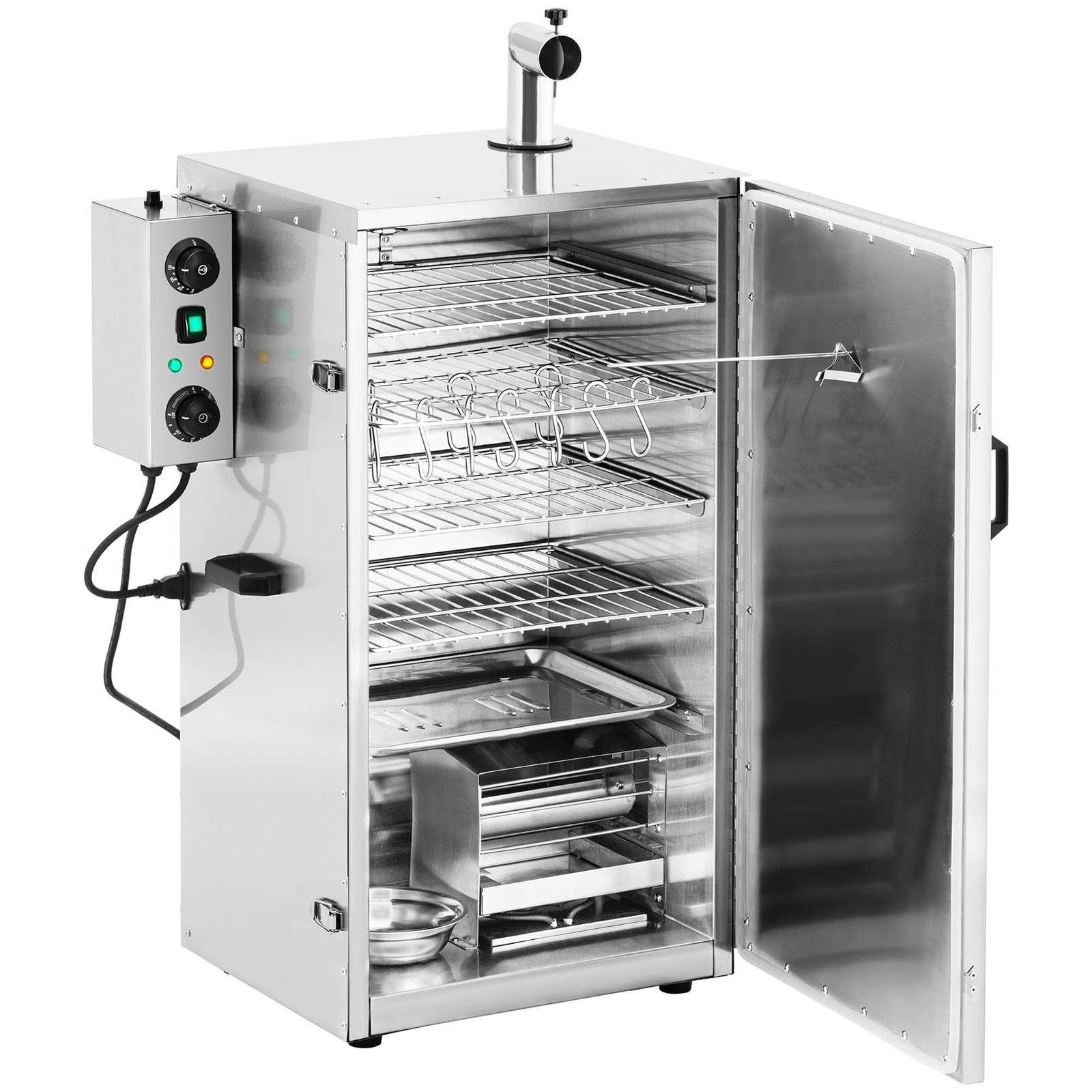 Royal Catering Räucherofen 105 L Räucherschrank Edelstahl Smoker Räuchertonne 4 Roste Gastro, 1,000 W, verschiedene Größen