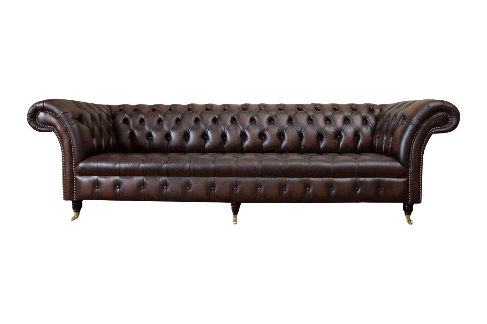 Xlmoebel 4-Sitzer Luxus Chesterfield Couch aus 100% Echtleder in klassischem Design, Hergestellt in Europa