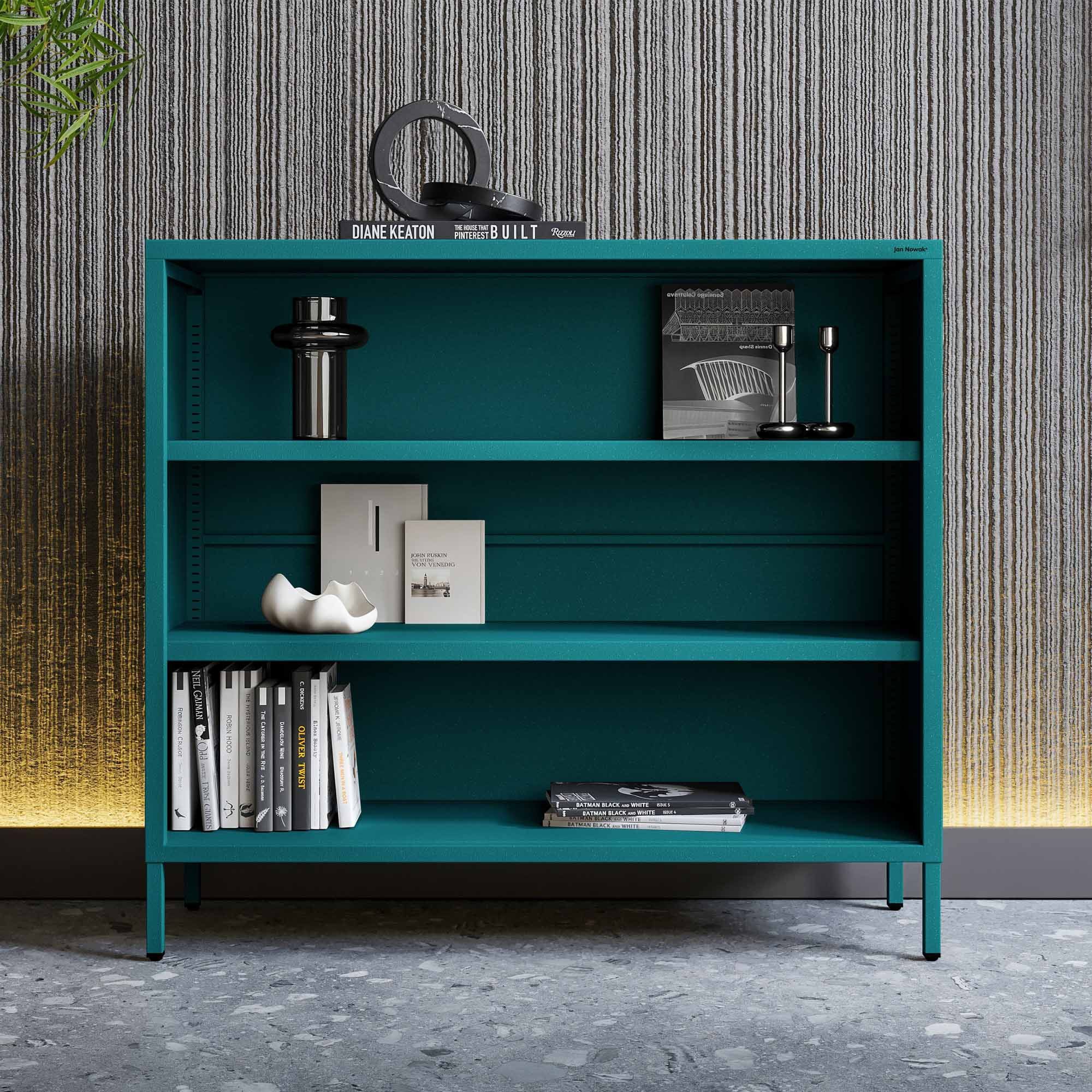 Jan Nowak Sideboard LUCA Regal Metall Stahl 100x90x35cm 2 Regale Sparkling (Stahl 0,6mm, 40kg, 25mm Raster, Wandmontage möglich), Brilliance Beine regulierbar Wohnzimmer Büro