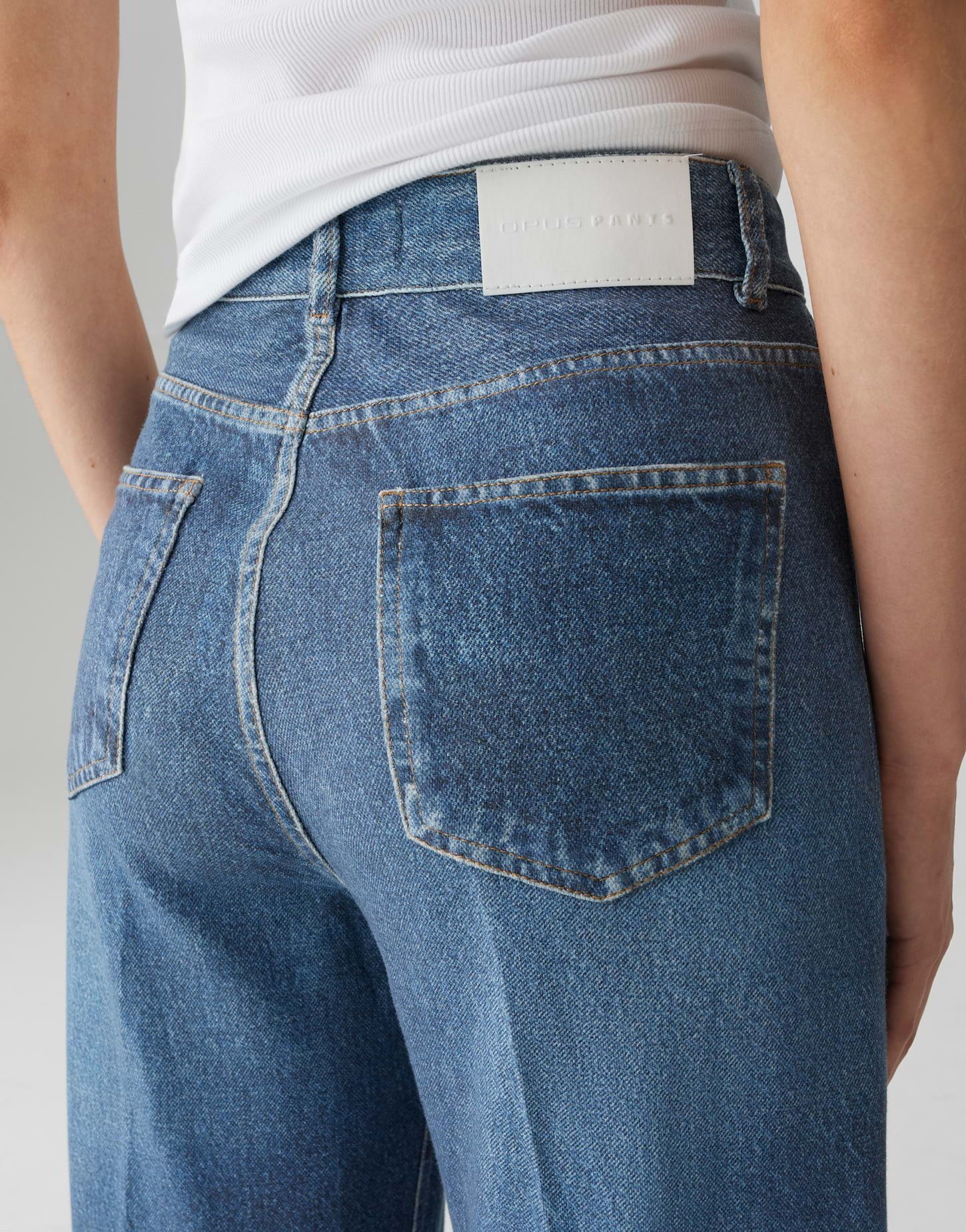 OPUS PANTS Stoffhose CAPRIA CRUISE Palazzo Sweat Pants in Denim Look Fließender Schnitt mit modischem Denimprint – Bild 5 von 5