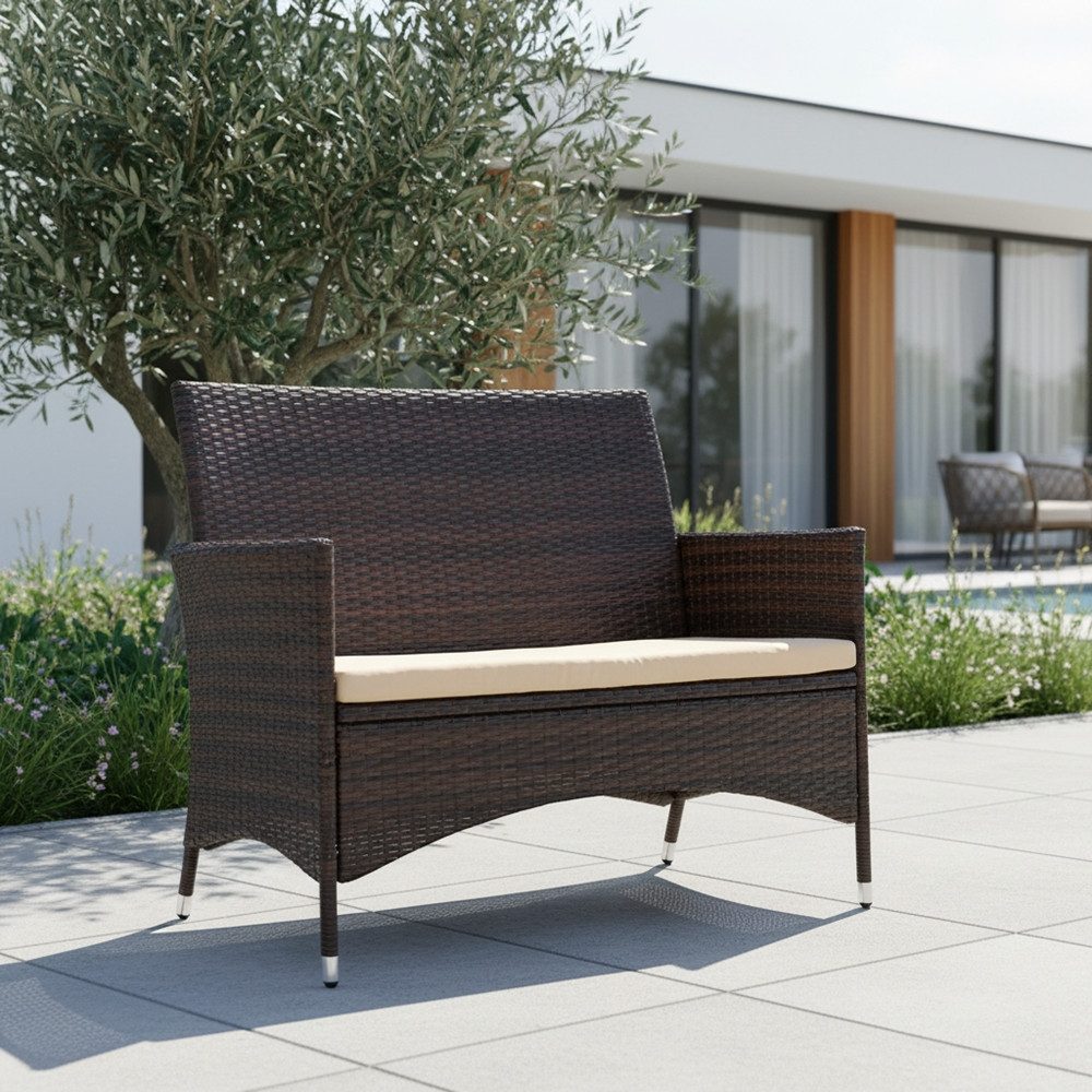 Melko Gartenbank Gartenbank Polyrattan Sitzpolster Rattanbank Bezug Outside günstig online kaufen