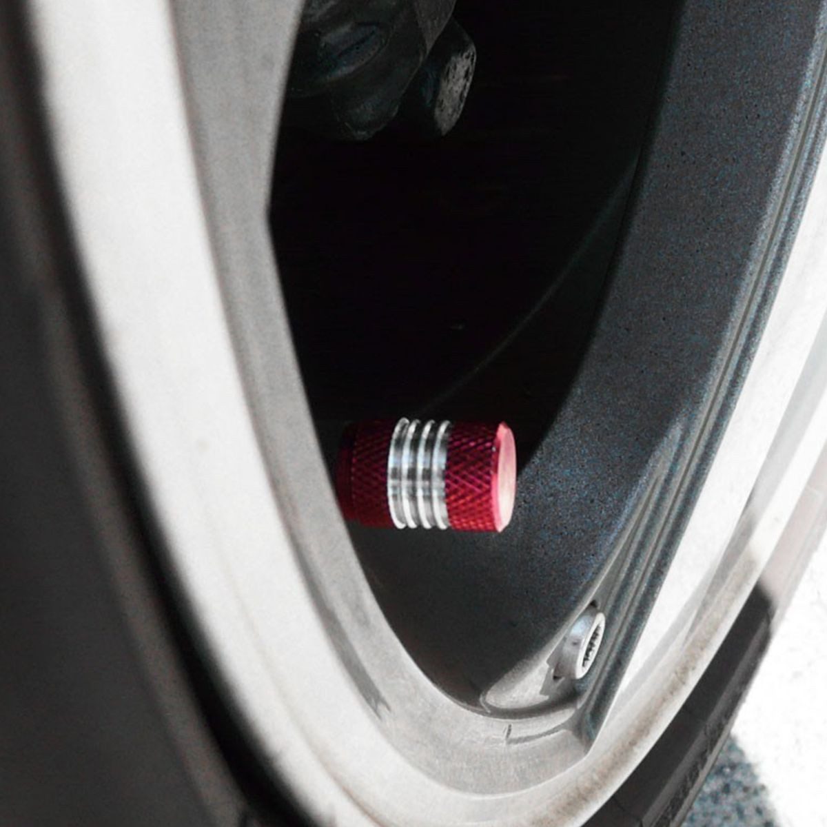 All Ride Ventilkappe Ventilverschlüsse aus Aluminium in rot silber 5Stück 17mm Ventilkappen, (5-St), Standard-Gewinde