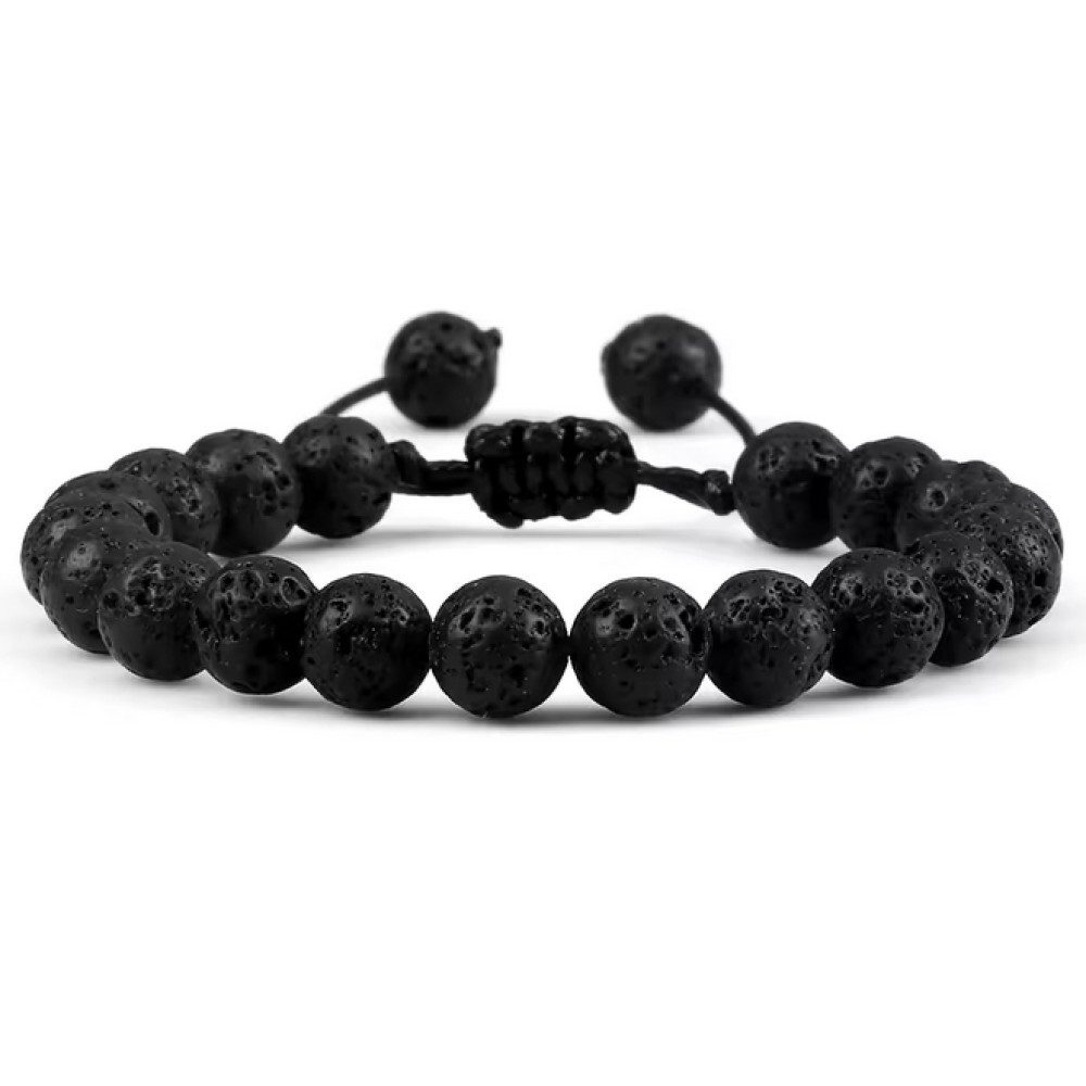 Ware aus aller Welt Armband Lavastein-Armband 8 mm verstellbar handgefertig Naturstein Heilstein
