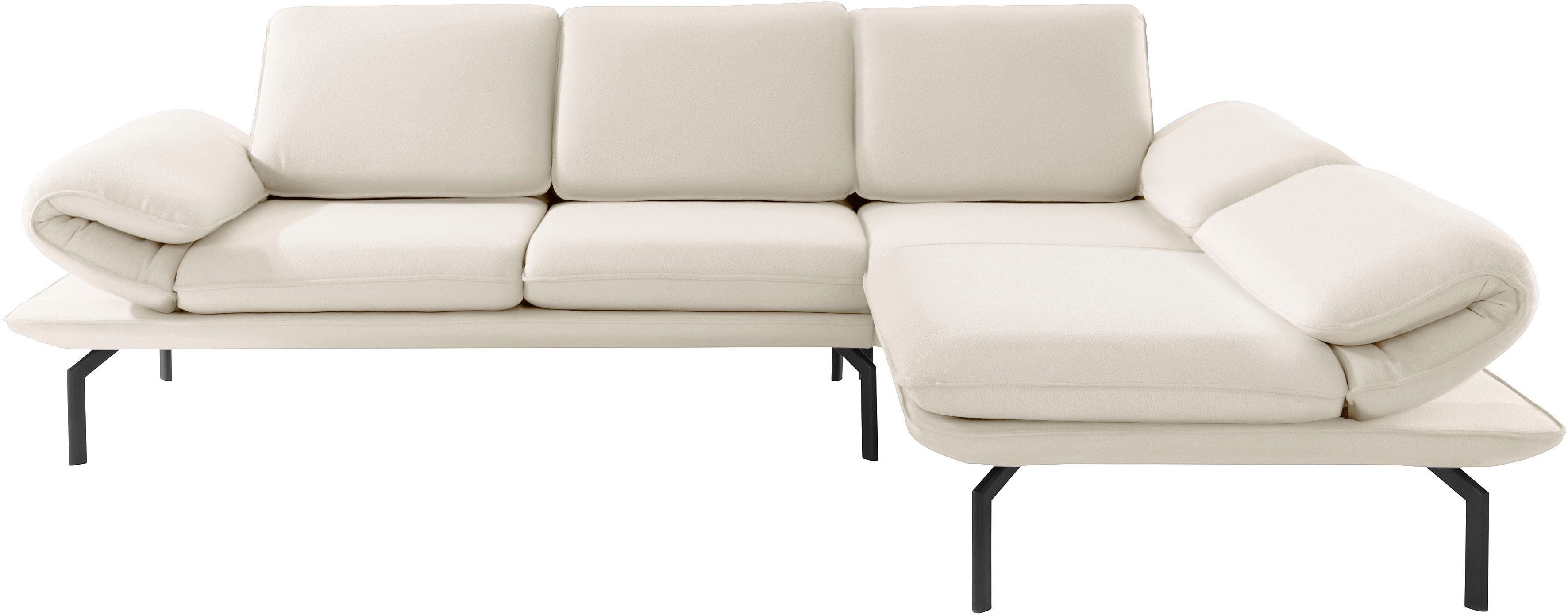 DOMO collection Ecksofa Metall wahlweise mit York, mit Winkelfuß Arm- New Rückenfunktion, aus und